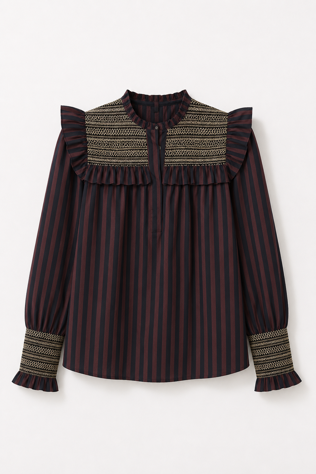 BLUSA CONCHITA LINEAS CHOCOLATE