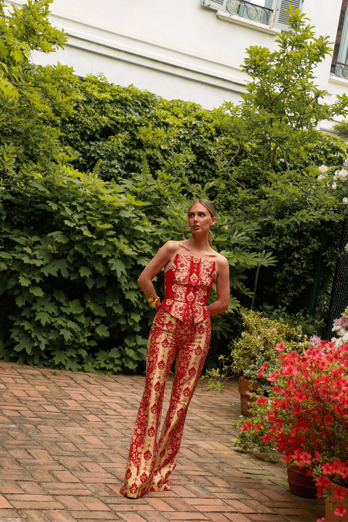 MAR PRINTED RED TROUSERS