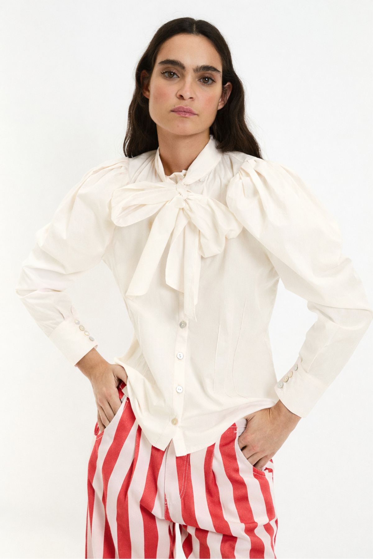 PAJARITA ECRU POPLIN BLOUSE