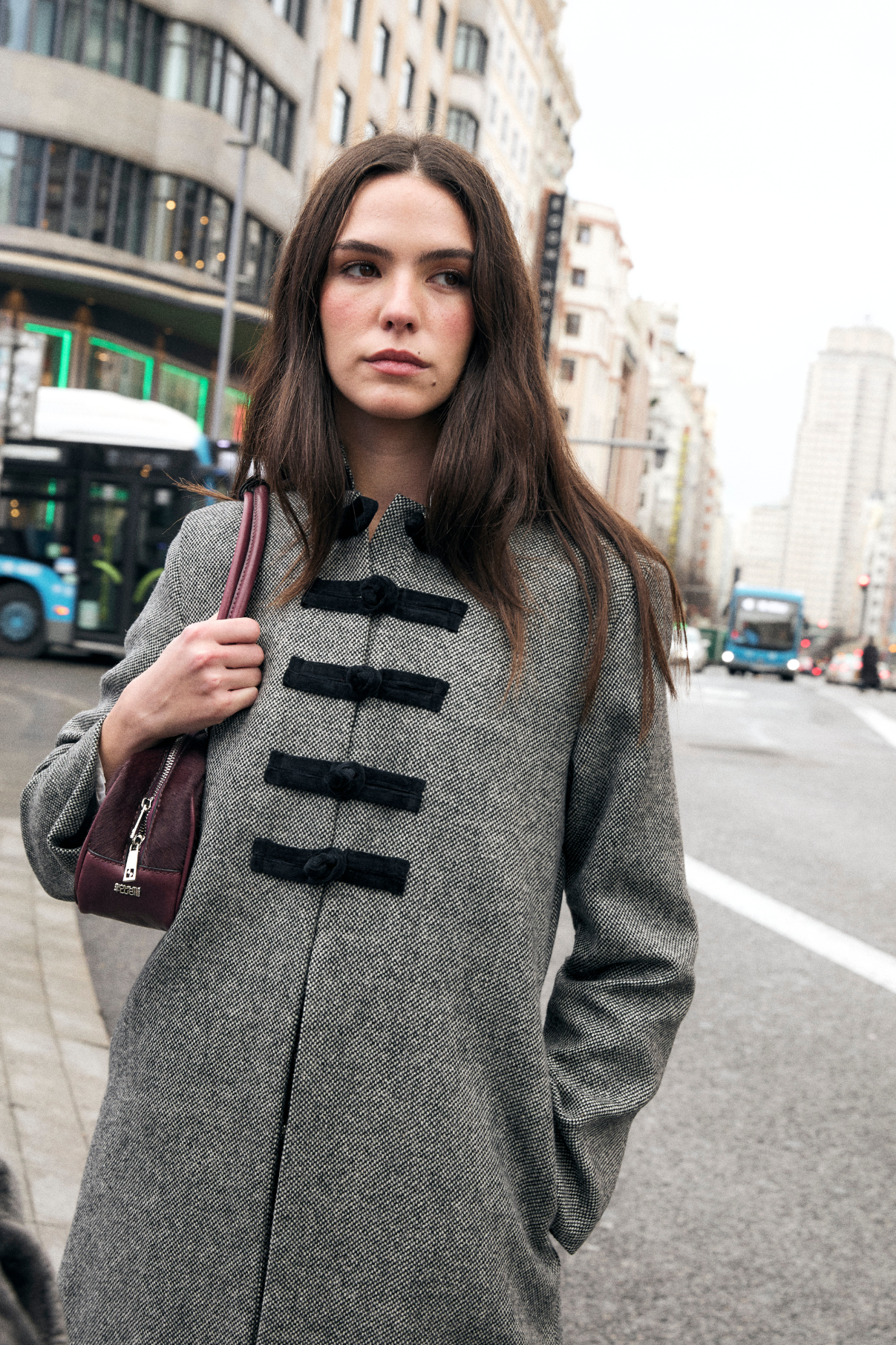 ABRIGO CHINISKI CHEVIOT GRIS