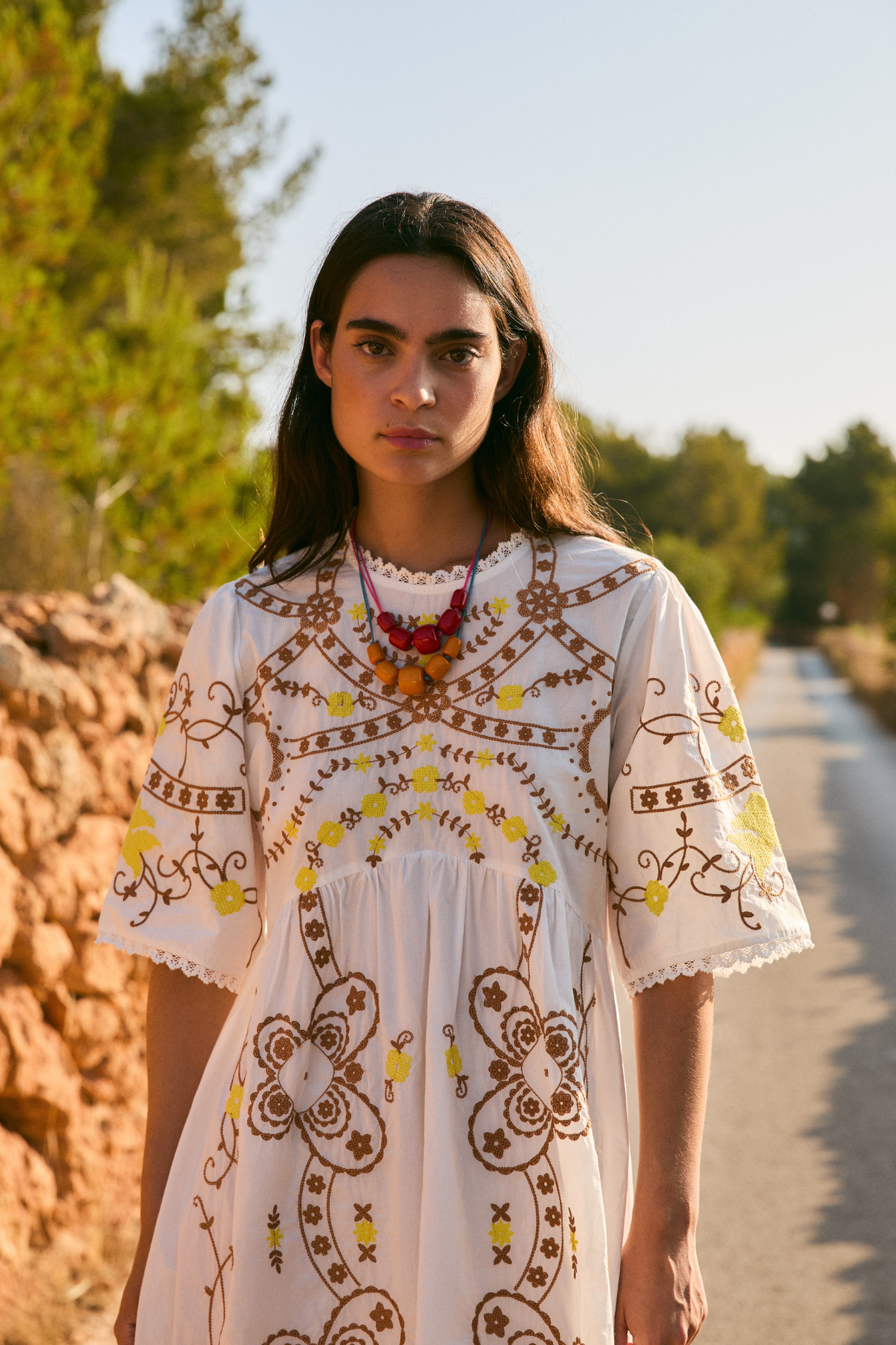 VESTIDO AMAPOLA EMBROIDERY CRUDO