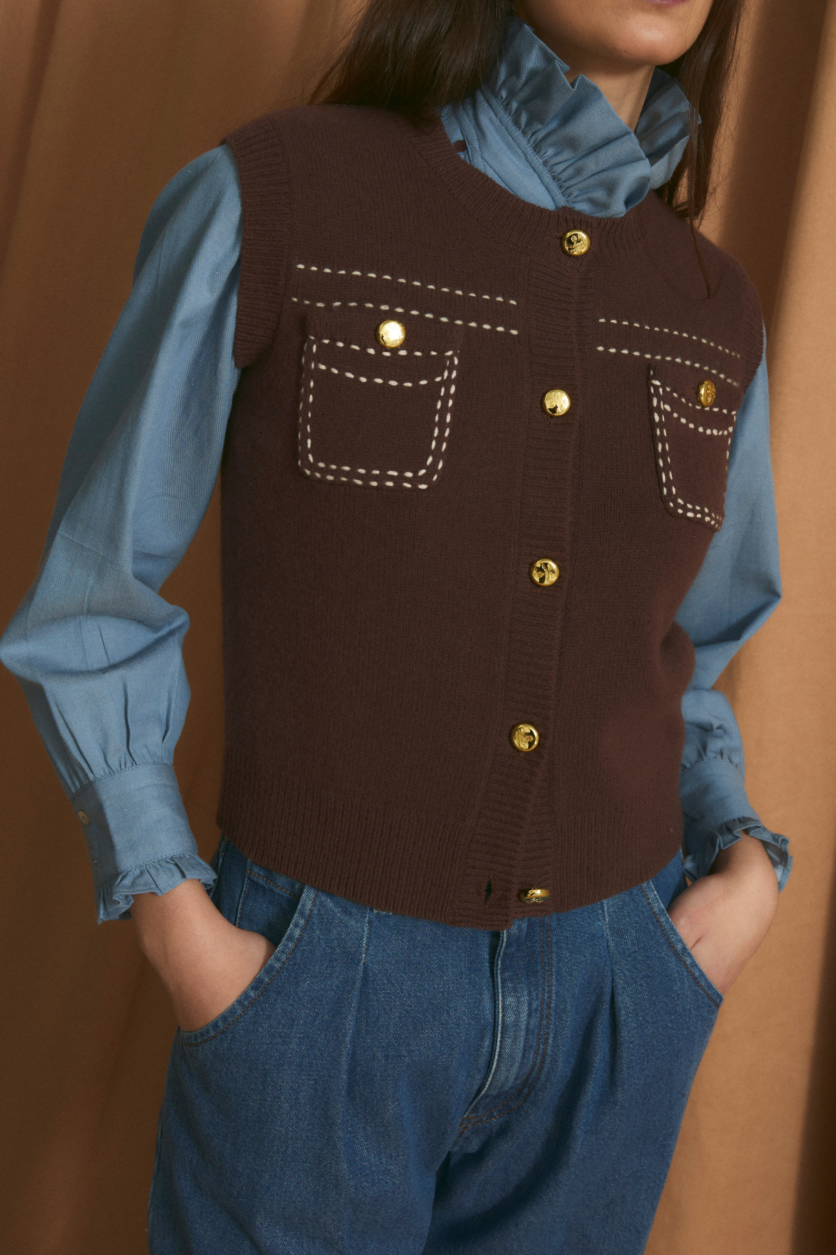 CHALECO BOSTON PUNTO MARRON