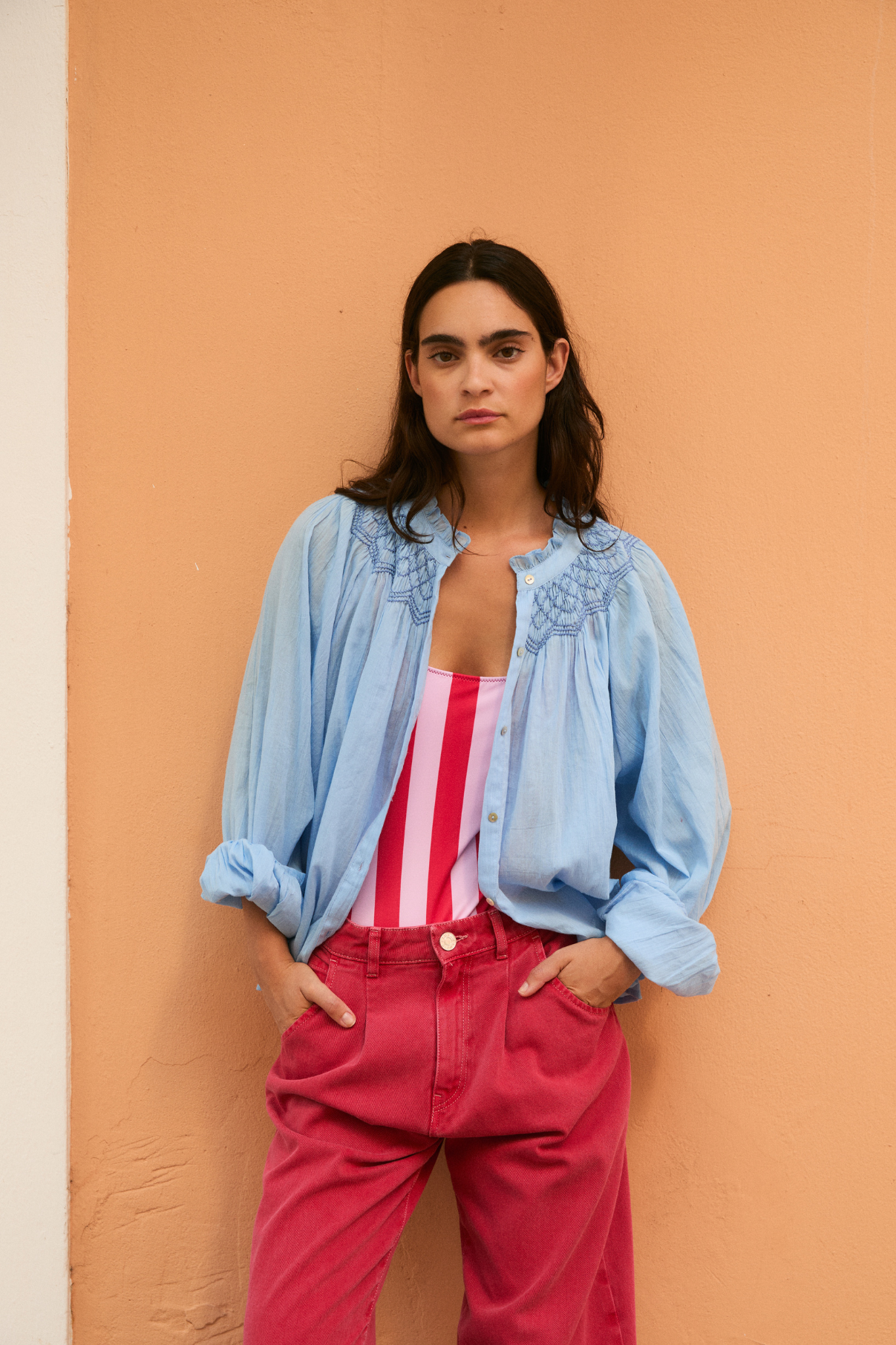 BLUSA TULIPAN VOILE AZUL