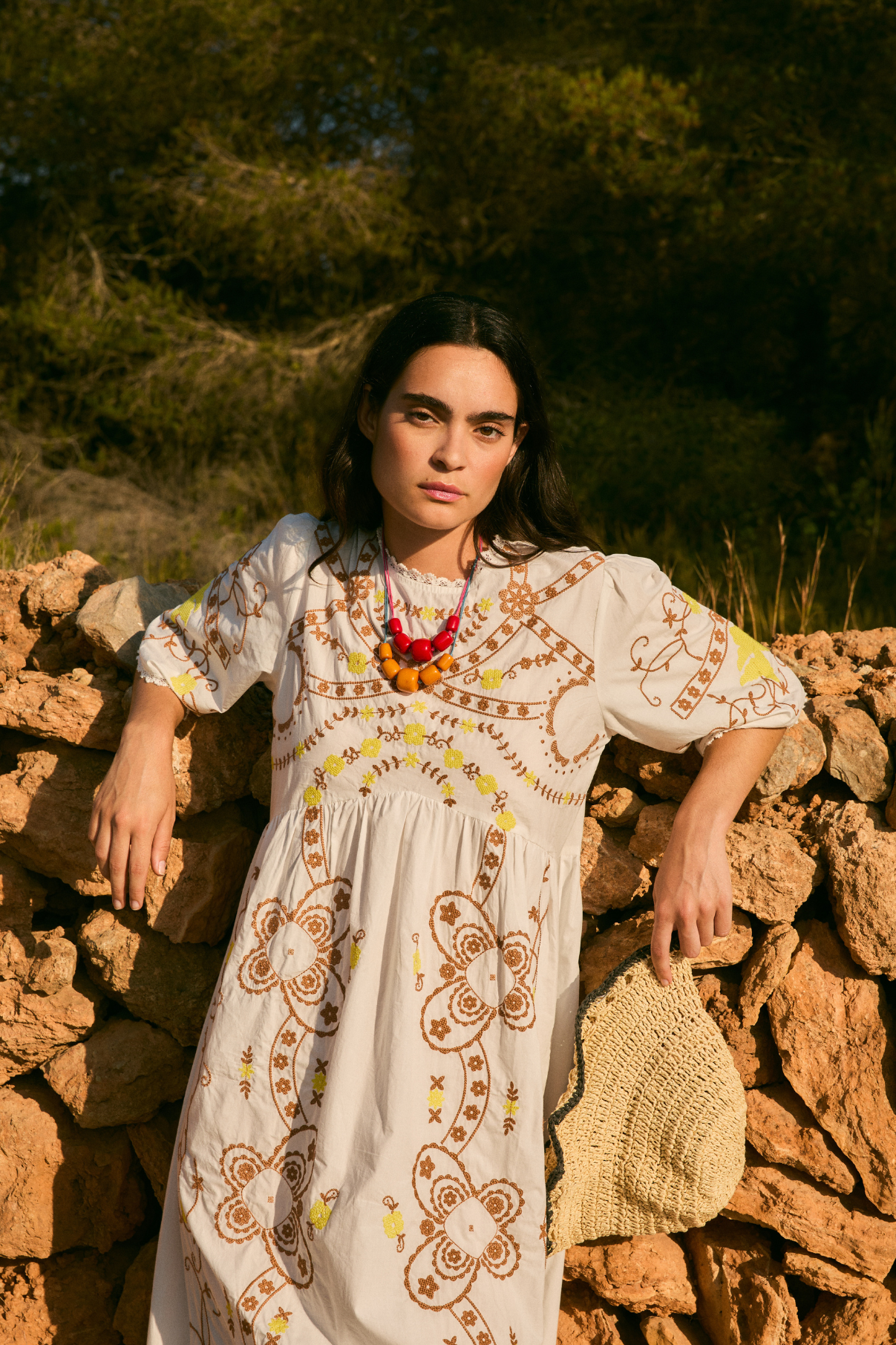 VESTIDO AMAPOLA EMBROIDERY CRUDO