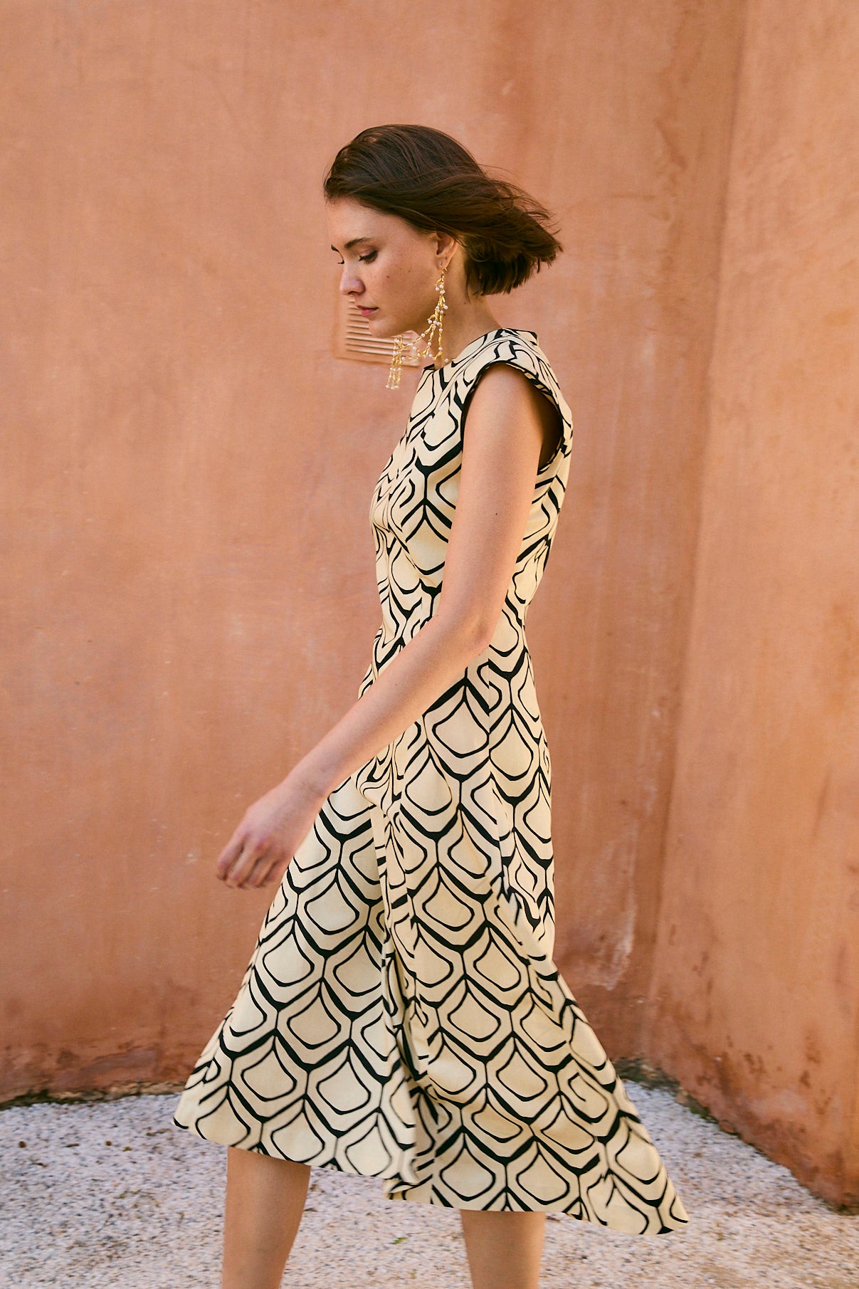 VESTIDO COLUMN COLMENA NEGRO