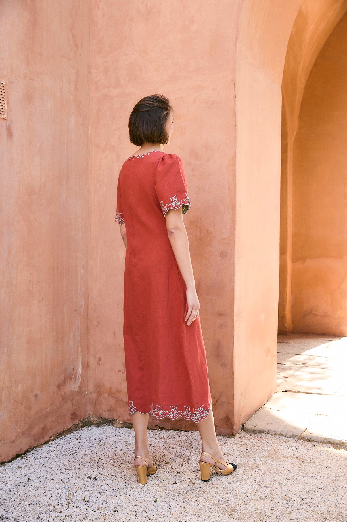 VESTIDO PEONIA EMBROIDERY TEJA