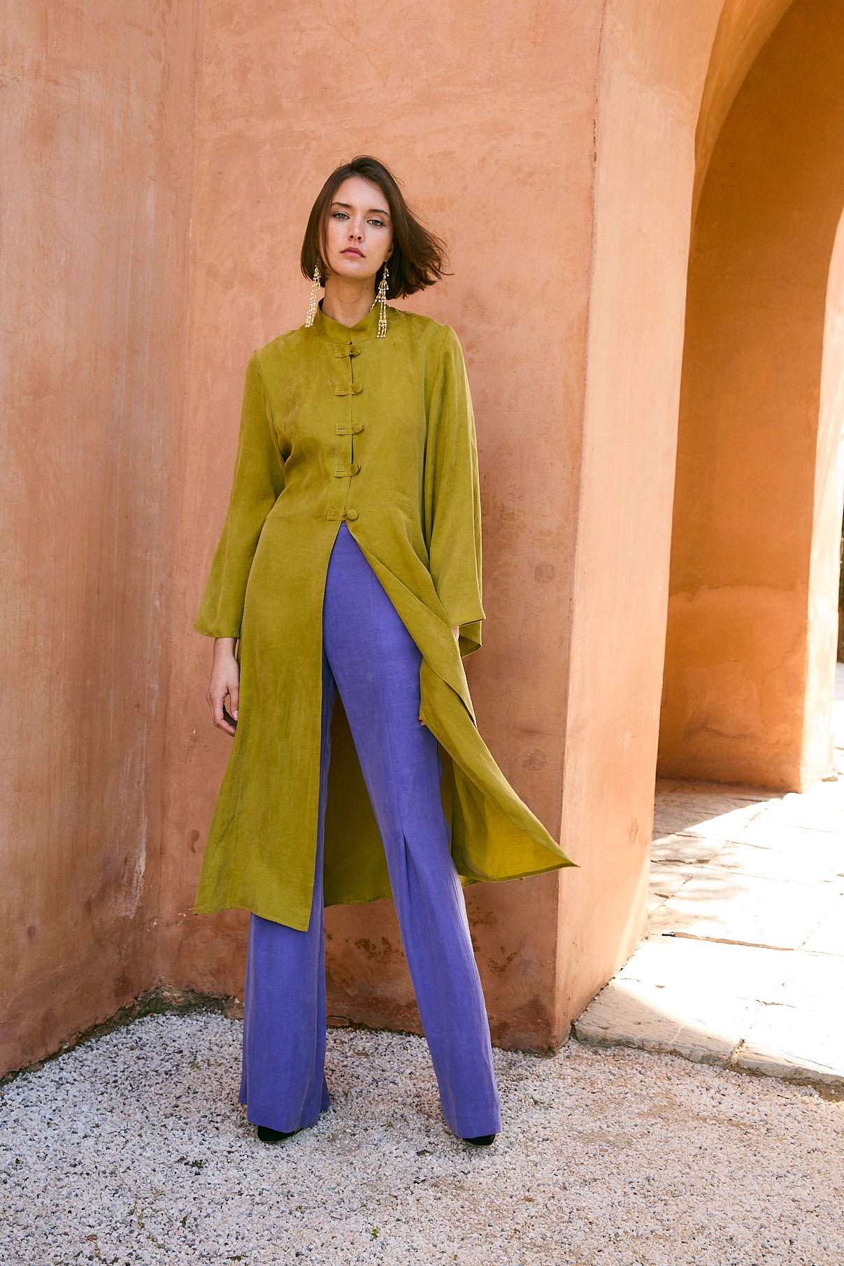 ABRIGO CHINISKI CUPRO OLIVA