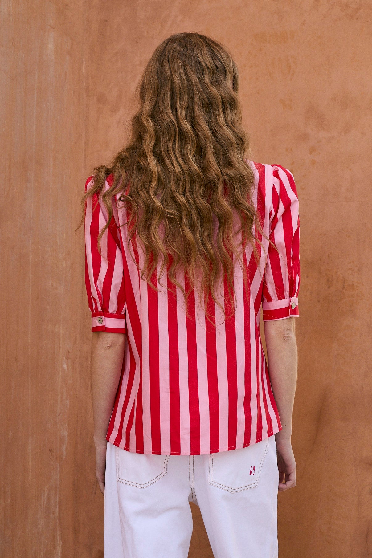 BLUSA LULU RAYAS ROJO