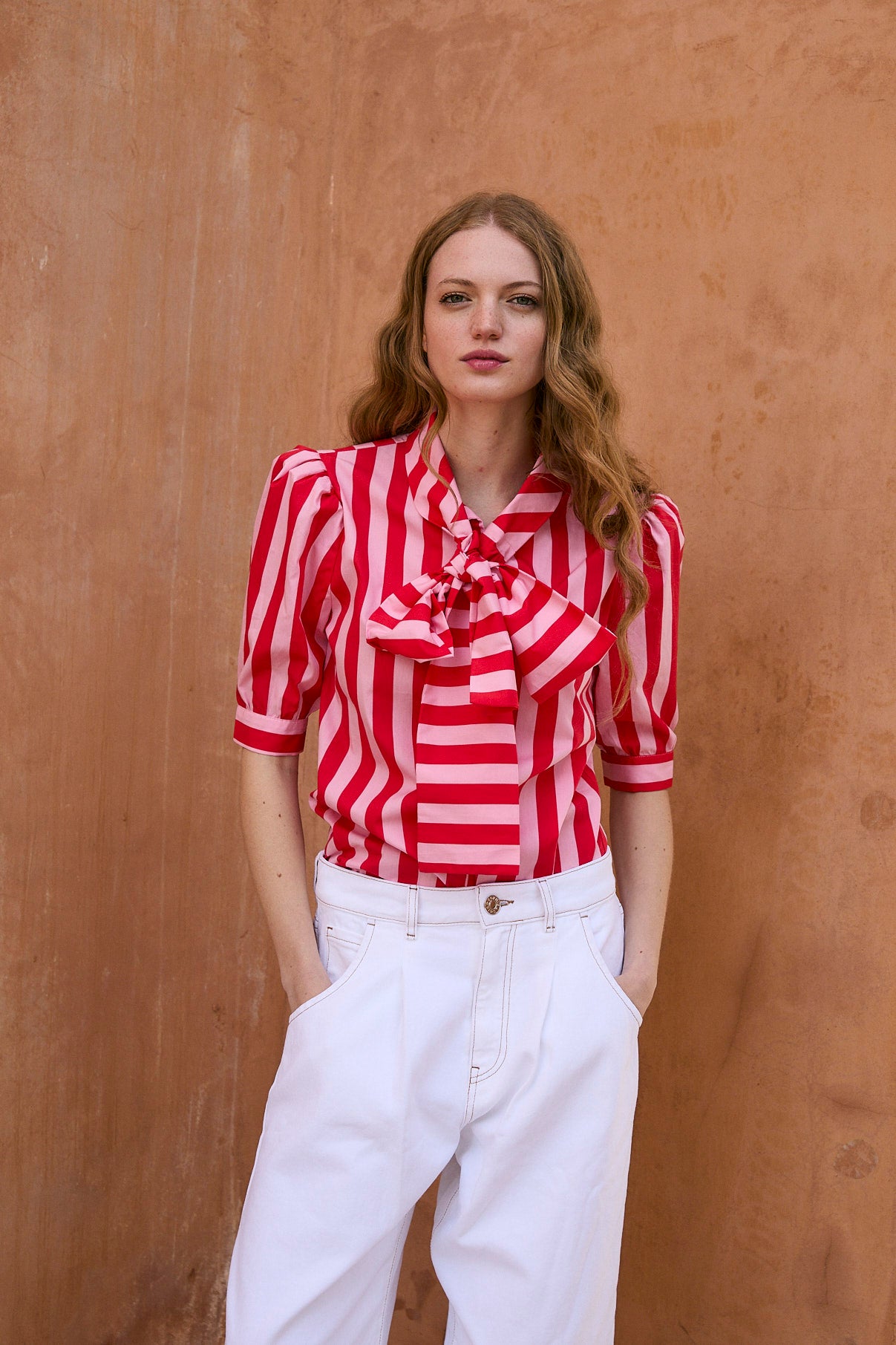 BLUSA LULU RAYAS ROJO