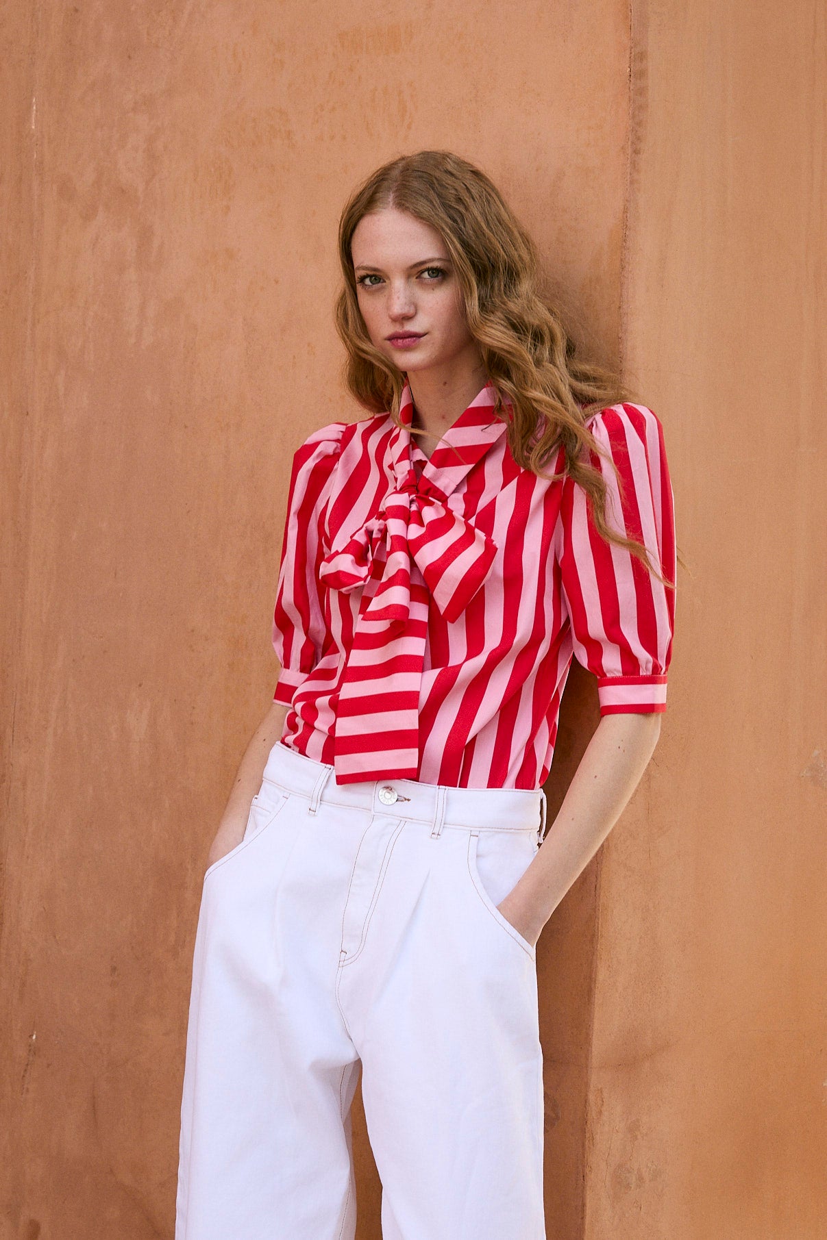 BLUSA LULU RAYAS ROJO