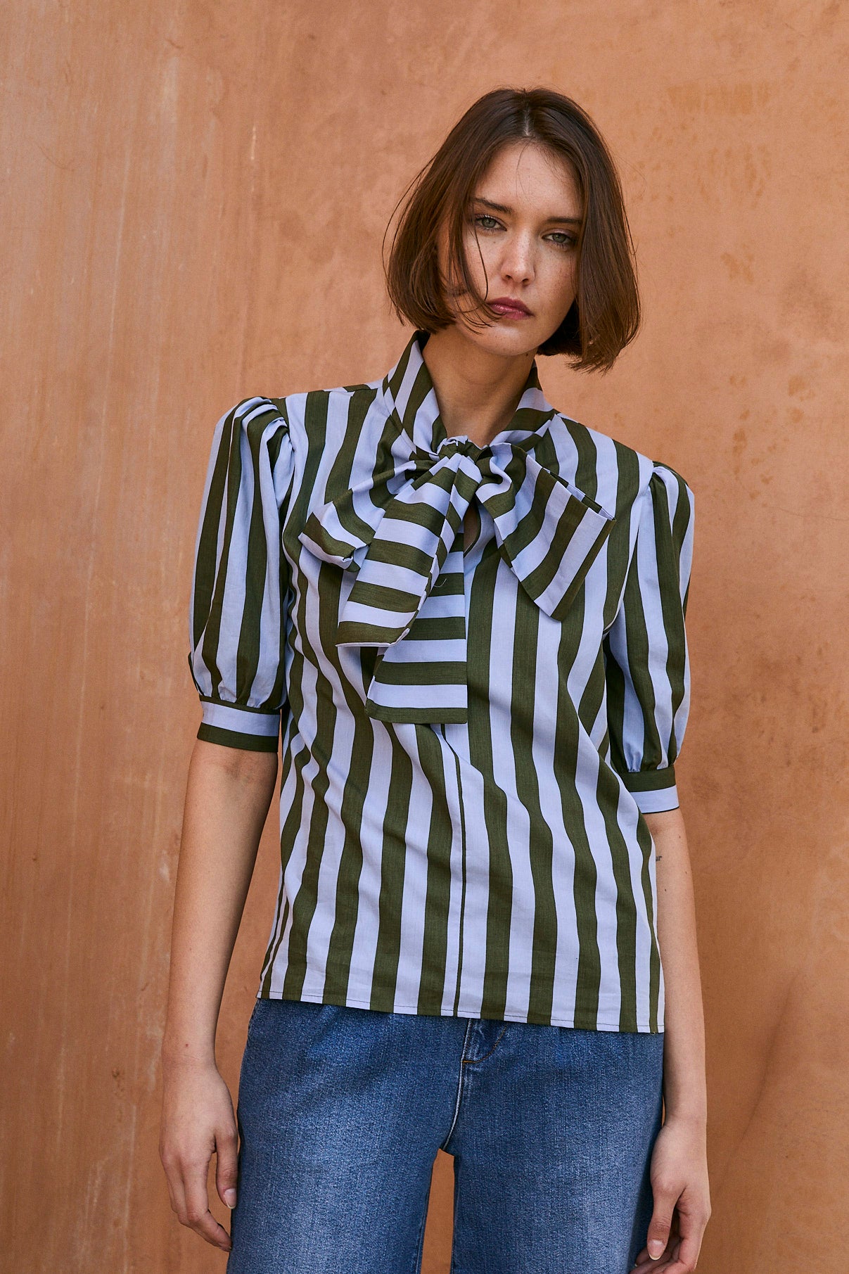 BLUSA LULU RAYAS VERDE