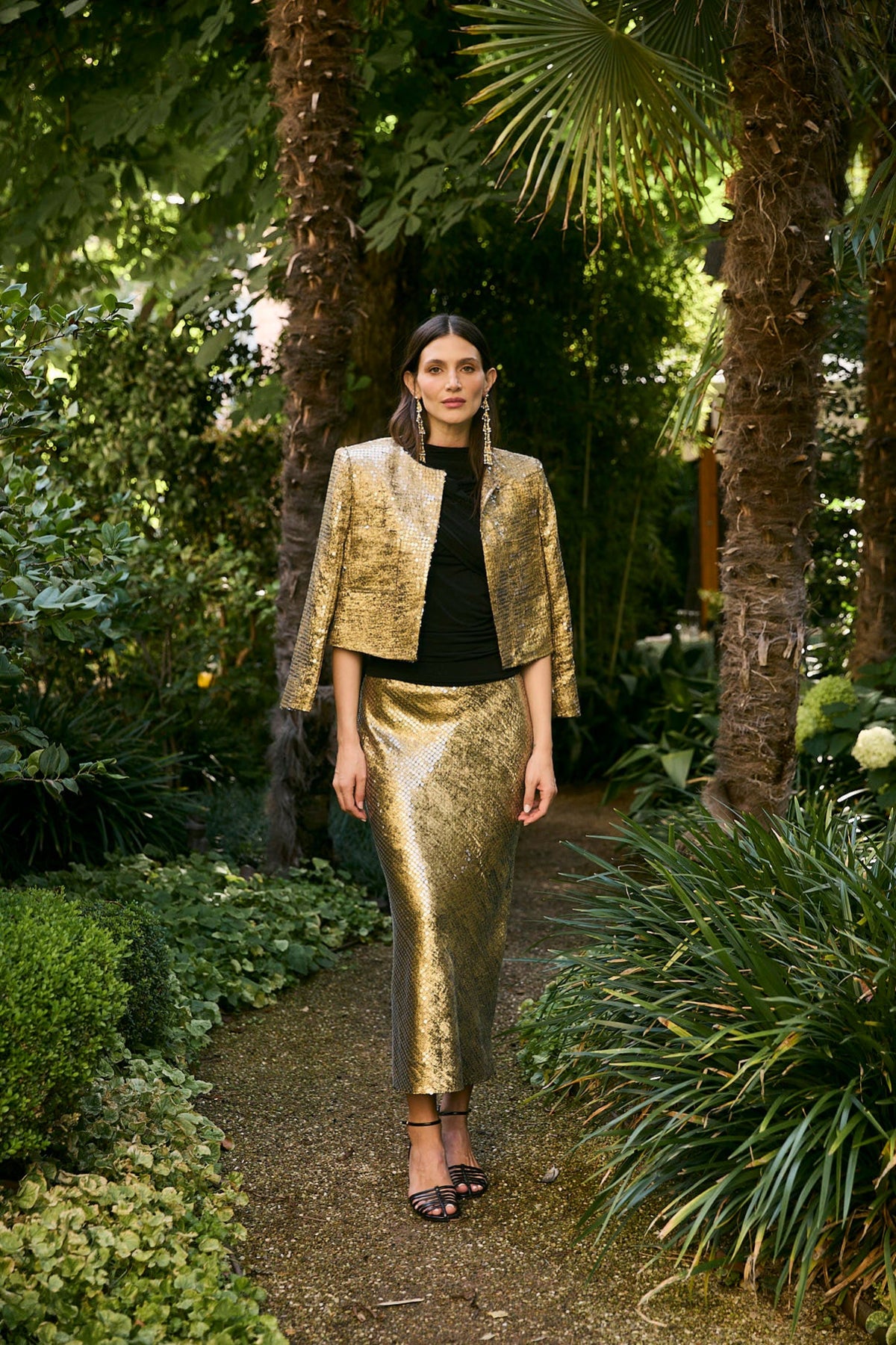 FALDA BIES LENTEJUELA ORO