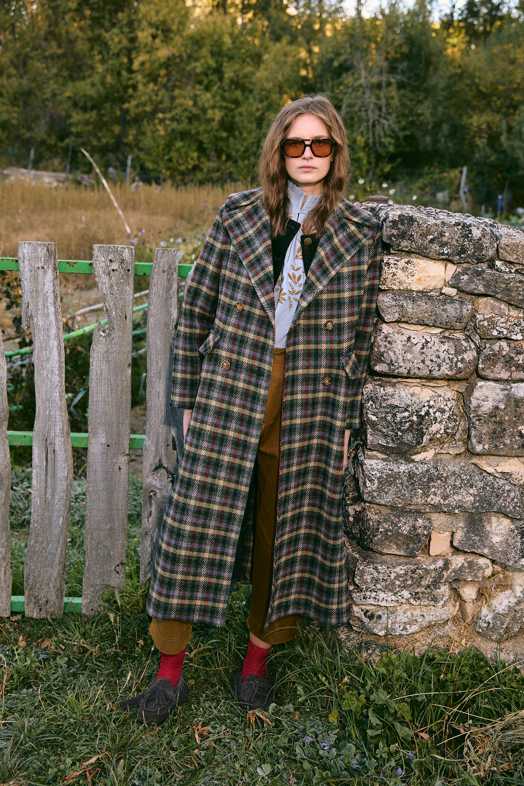 LALAN PURPLE CHECKED COAT