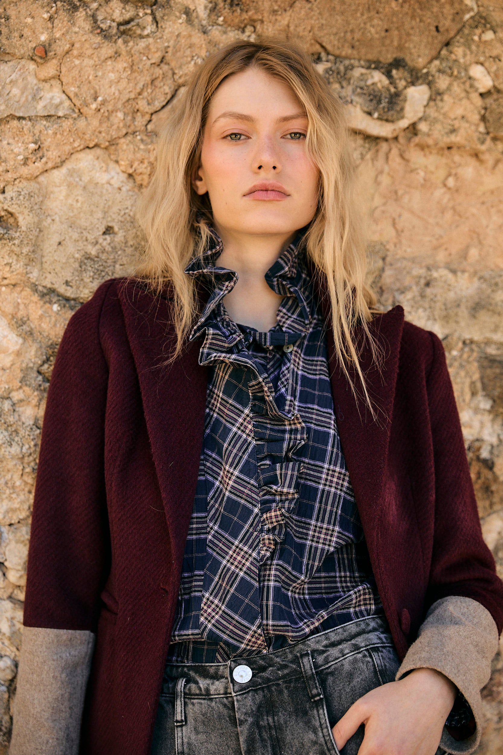 BLUSA MARIBEL CUADRO AZUL