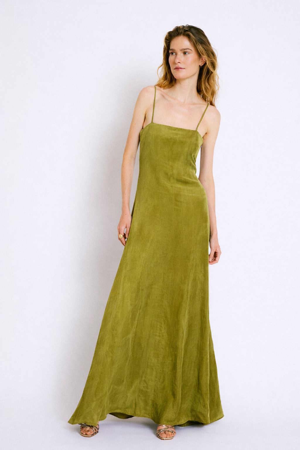 VESTIDO CORINTIA CUPRO OLIVA