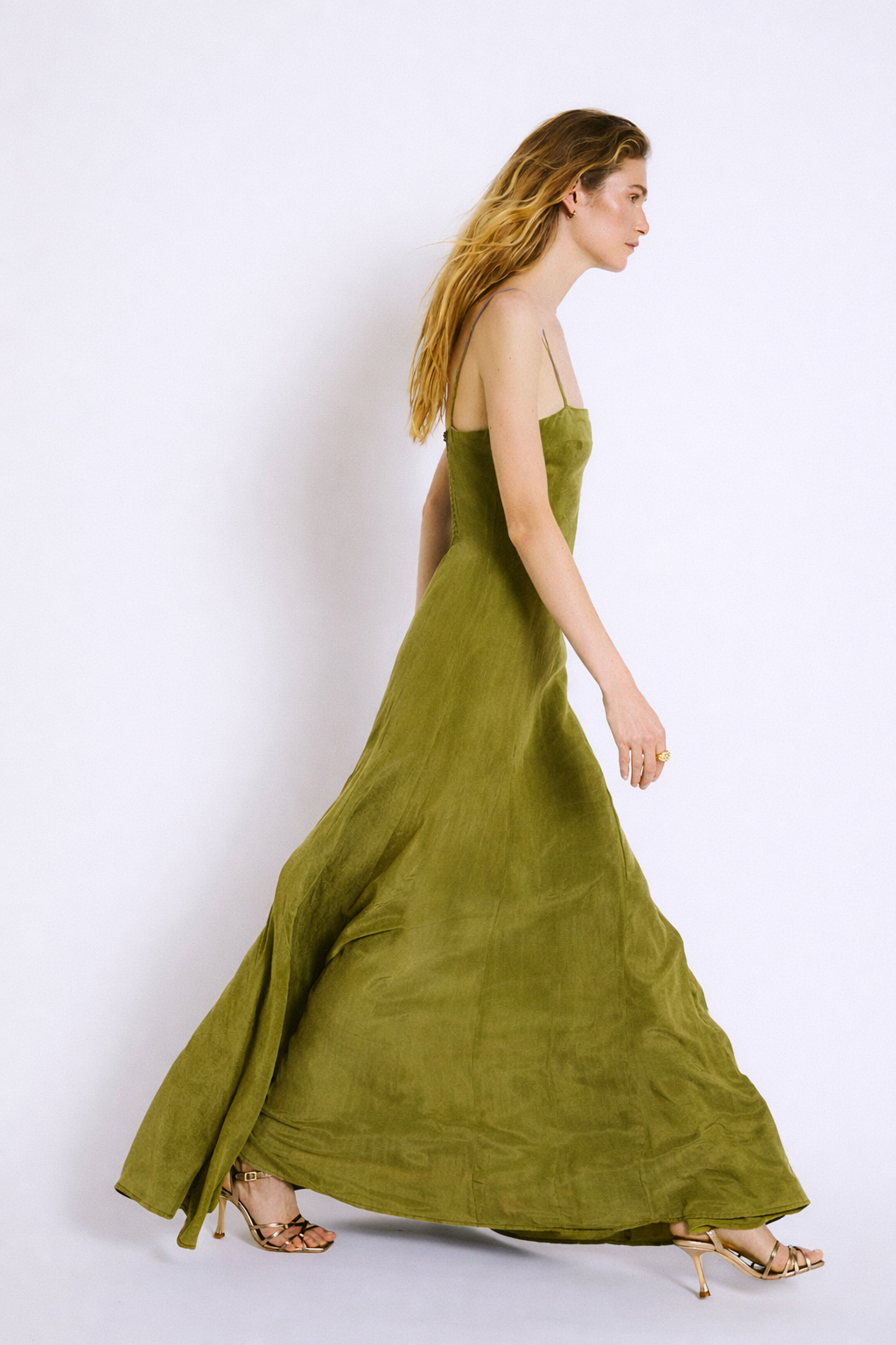 VESTIDO CORINTIA CUPRO OLIVA