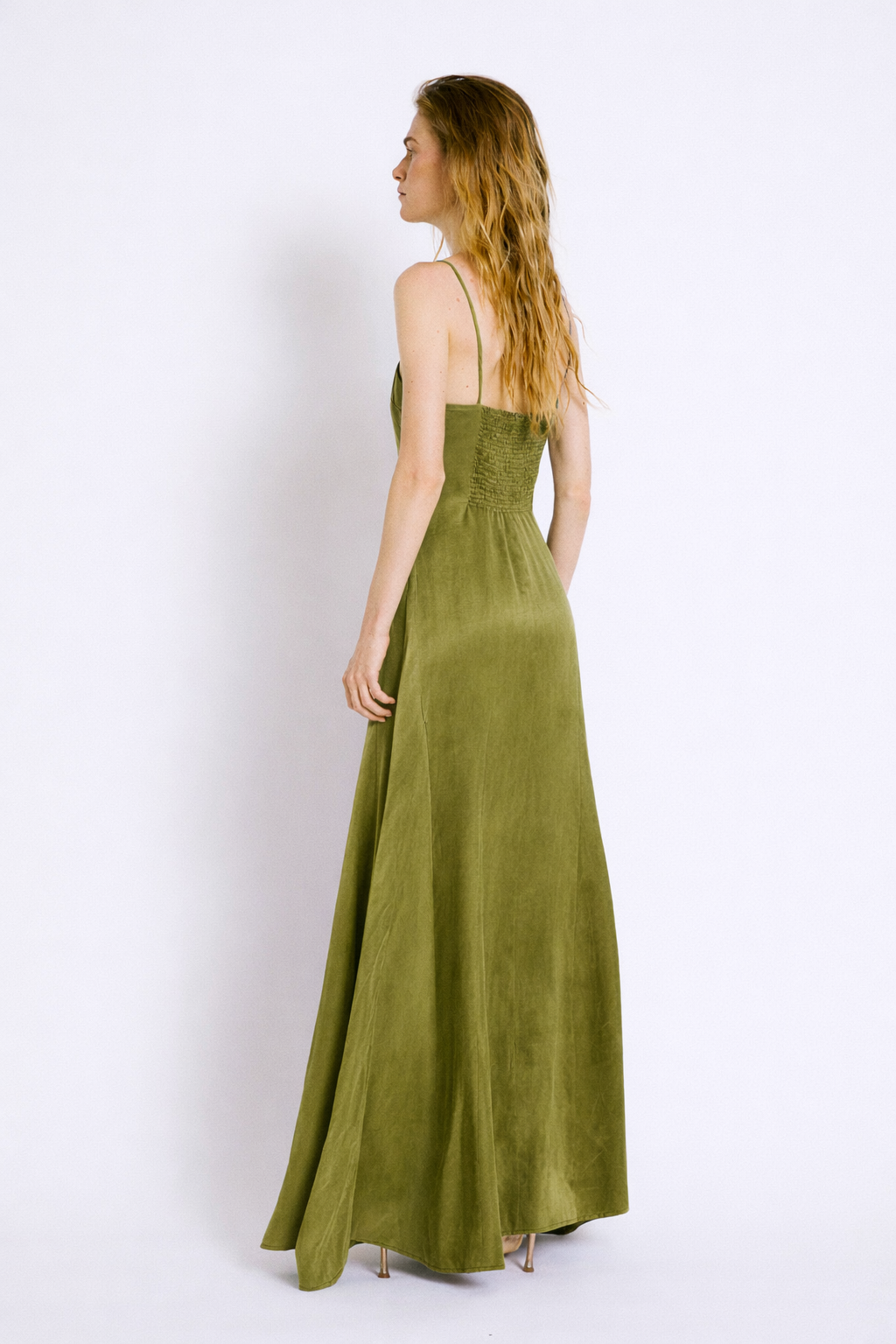 VESTIDO CORINTIA CUPRO OLIVA