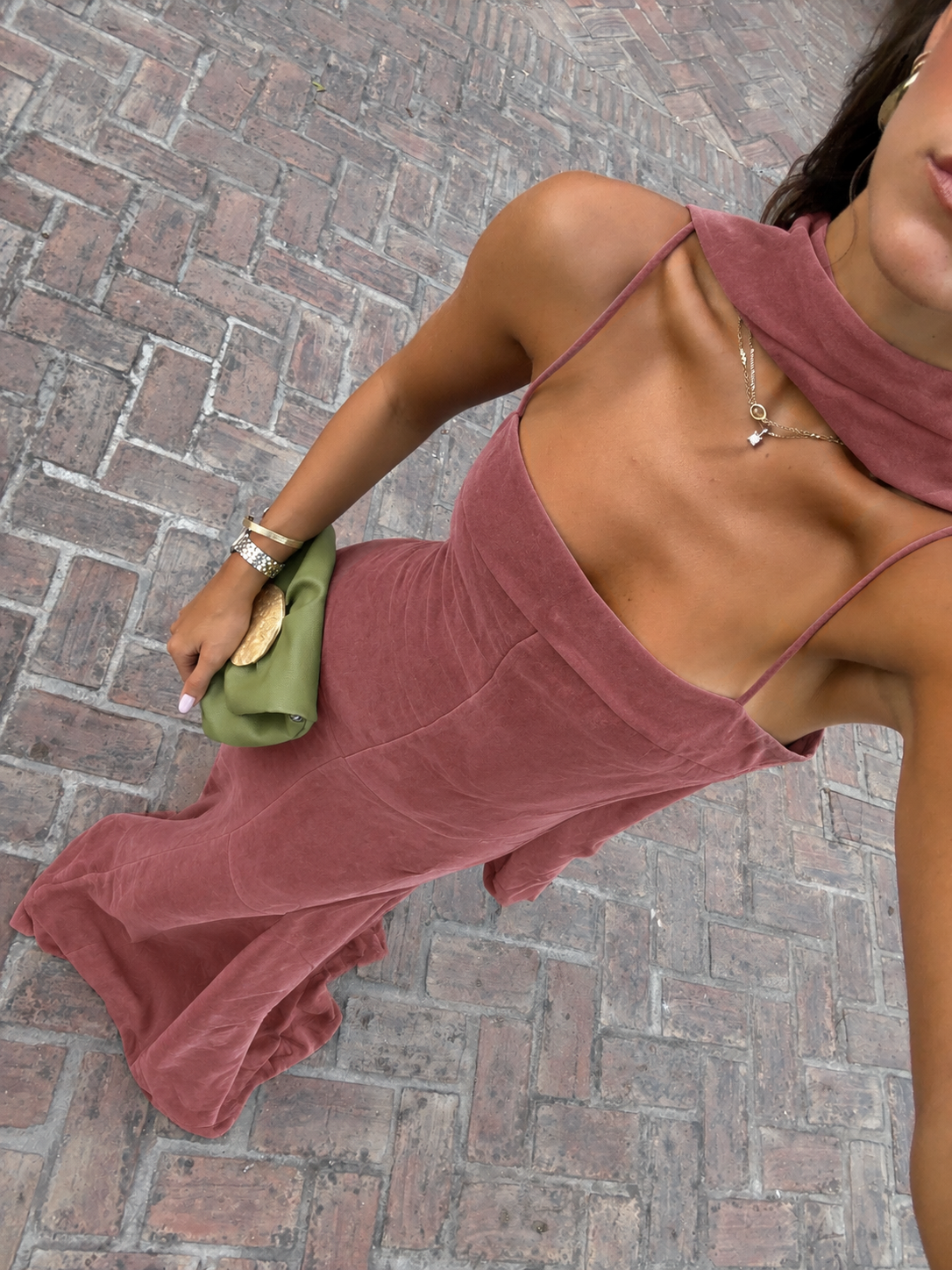 VESTIDO CORINTIA CUPRO BURGUNDY