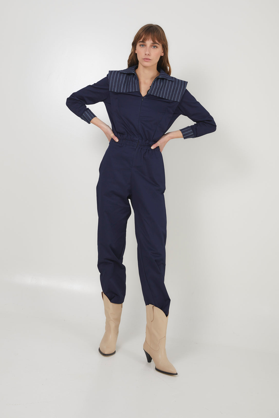 FONTI DENIM STRIPE BLUE JUMPSUIT