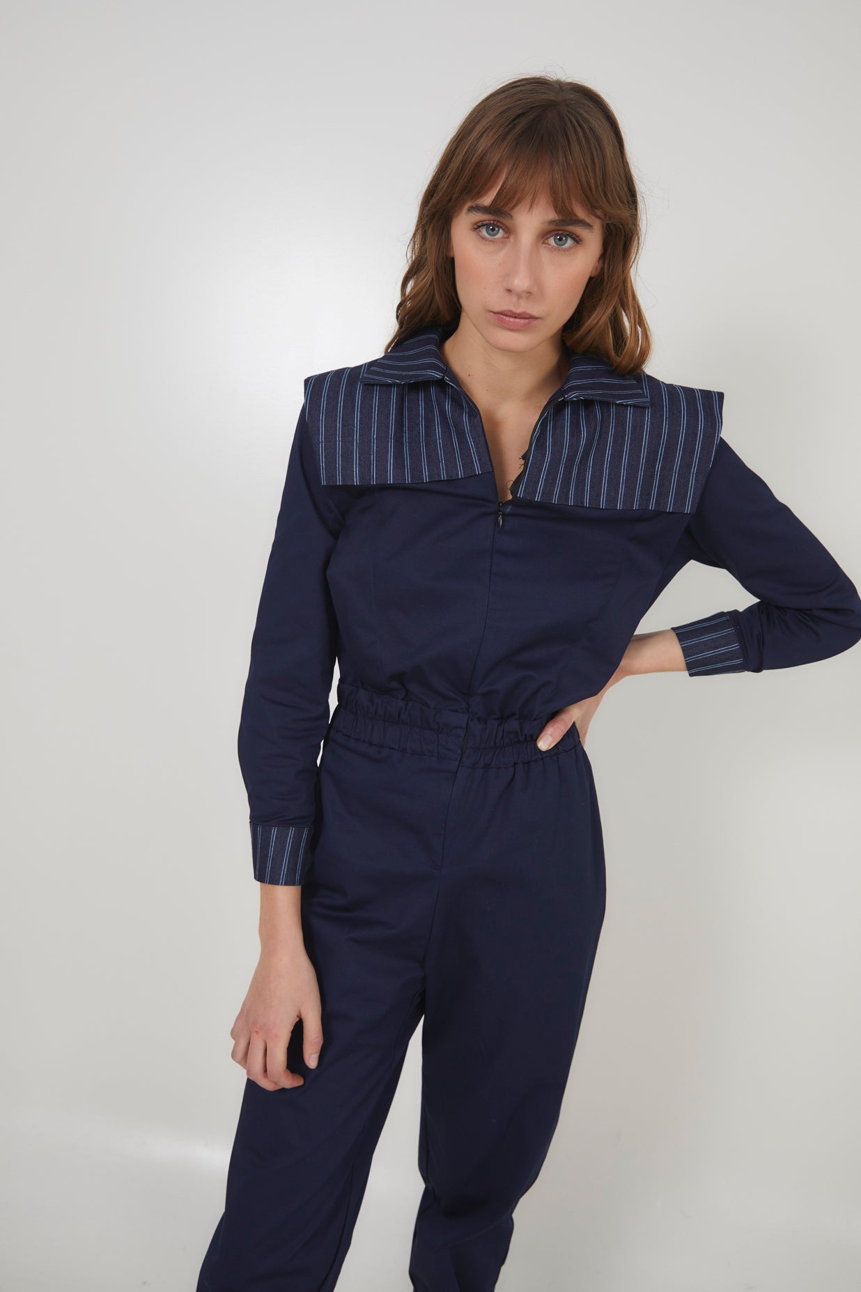 FONTI DENIM STRIPE BLUE JUMPSUIT