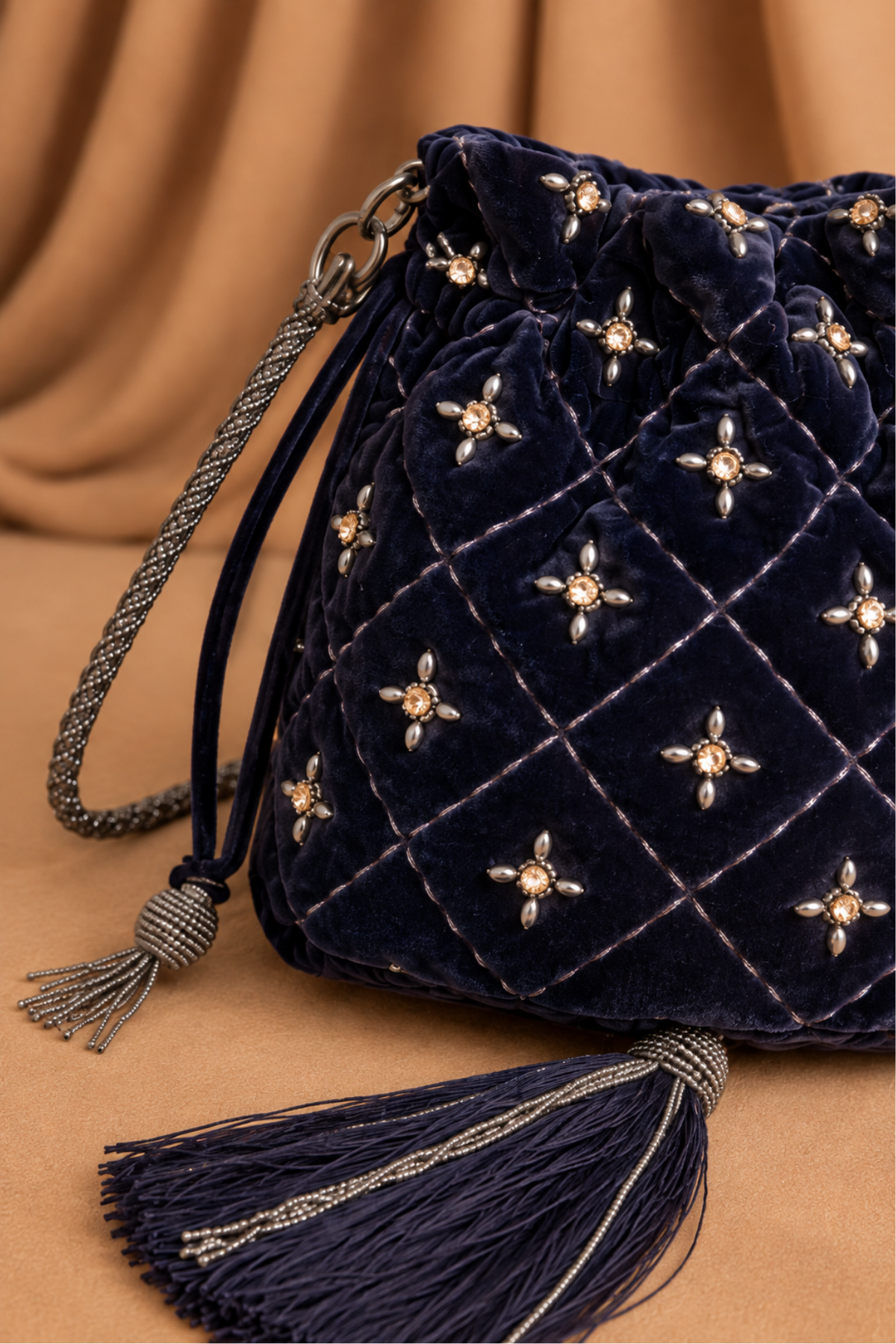 BOLSO GLAM VELVET MARINO