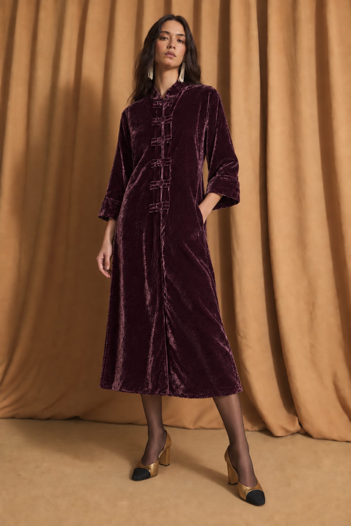 JAPON VELVET BURGUNDY COAT
