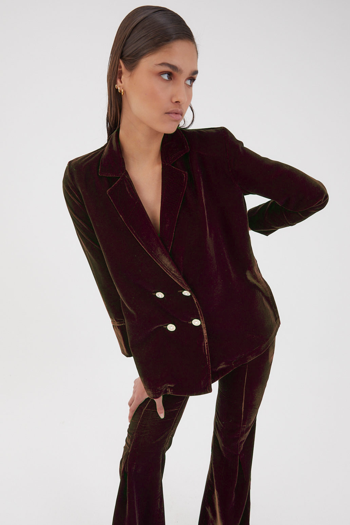 CHAQUETA ICON VELVET MARRON