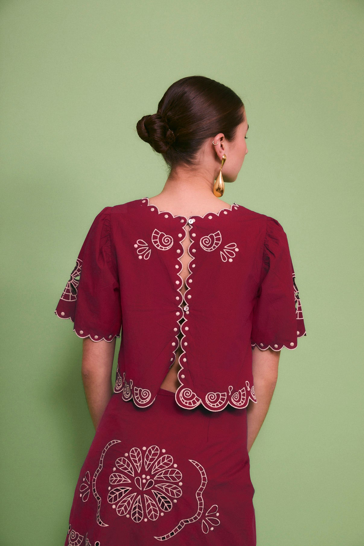 BOMBAY EMBROIDERY CHERRY TOP