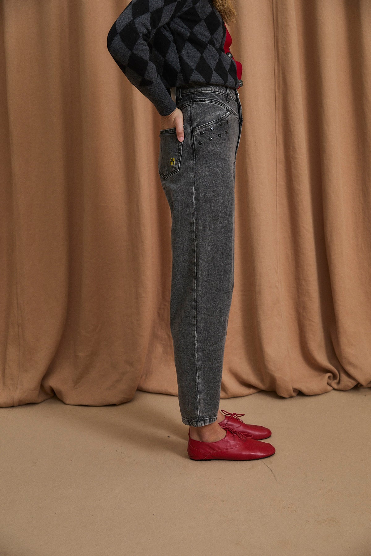 JEANS LUCCI STUD BLEACH GREY