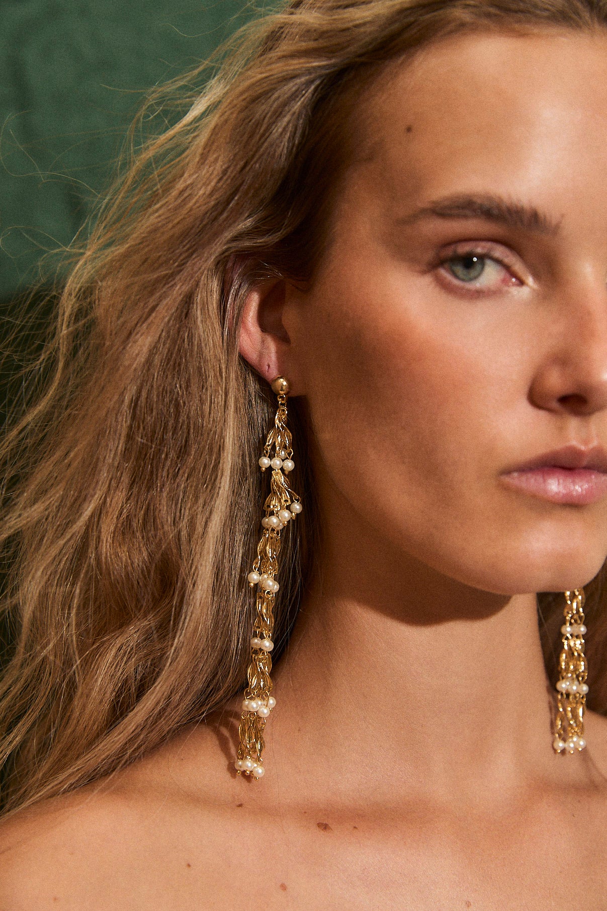 PENDIENTES CASCADA MERMAID ORO