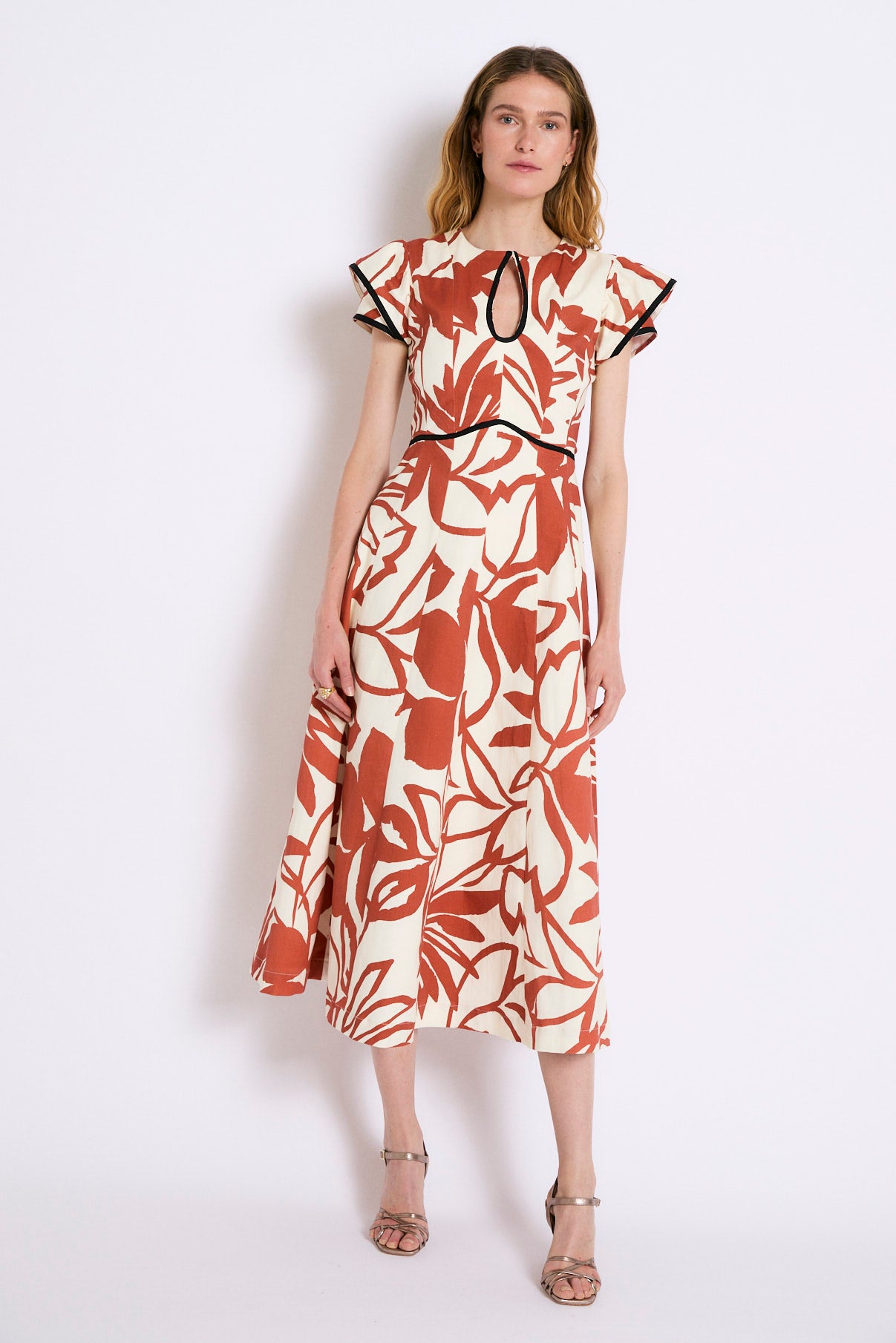 VESTIDO MONICA TROPICAL TEJA