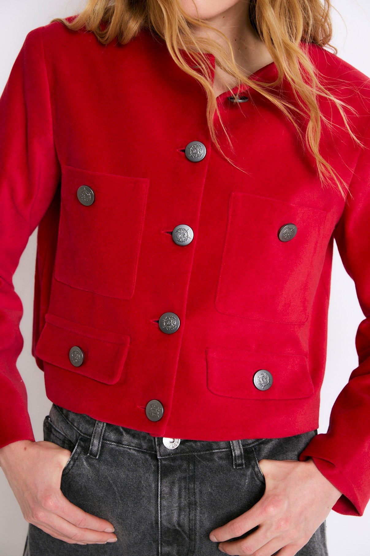 CHAQUETA AINA VELVET ROJO