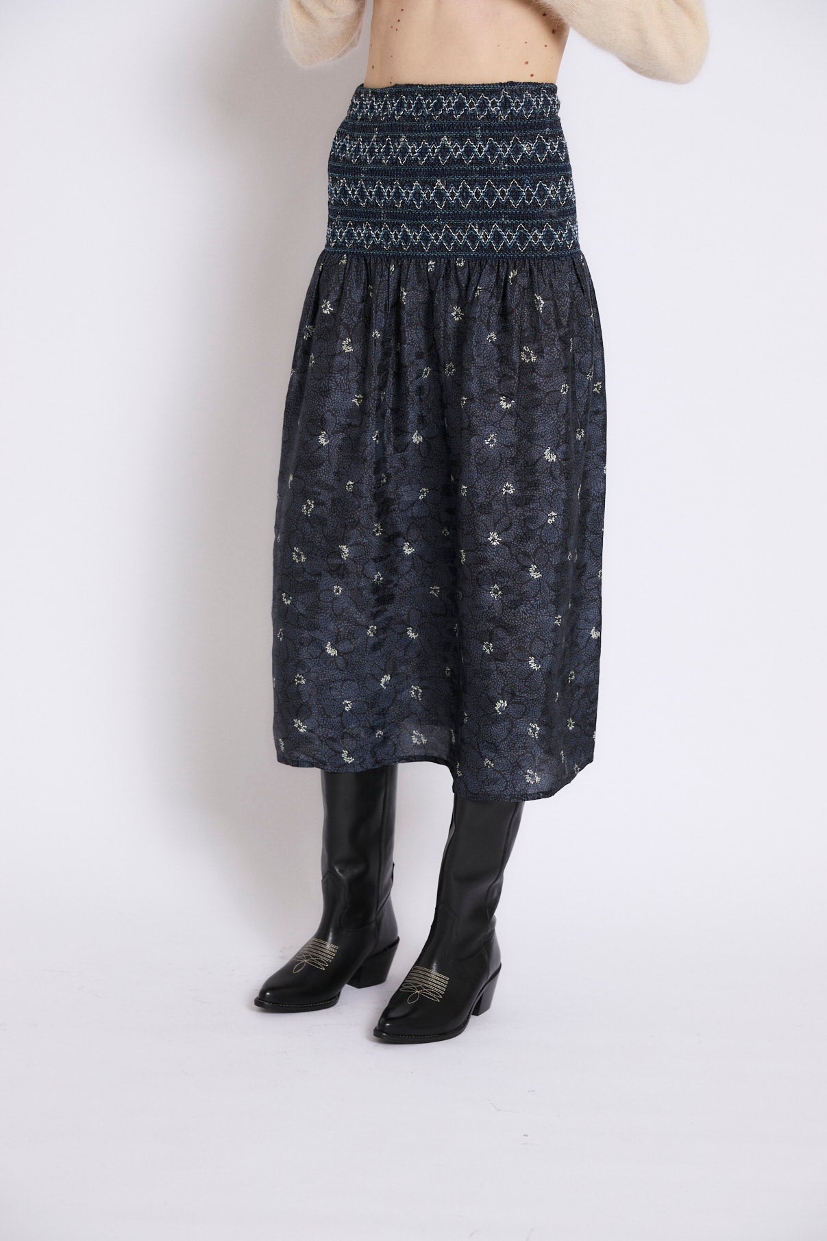 FALDA NIDO FLOR AZUL