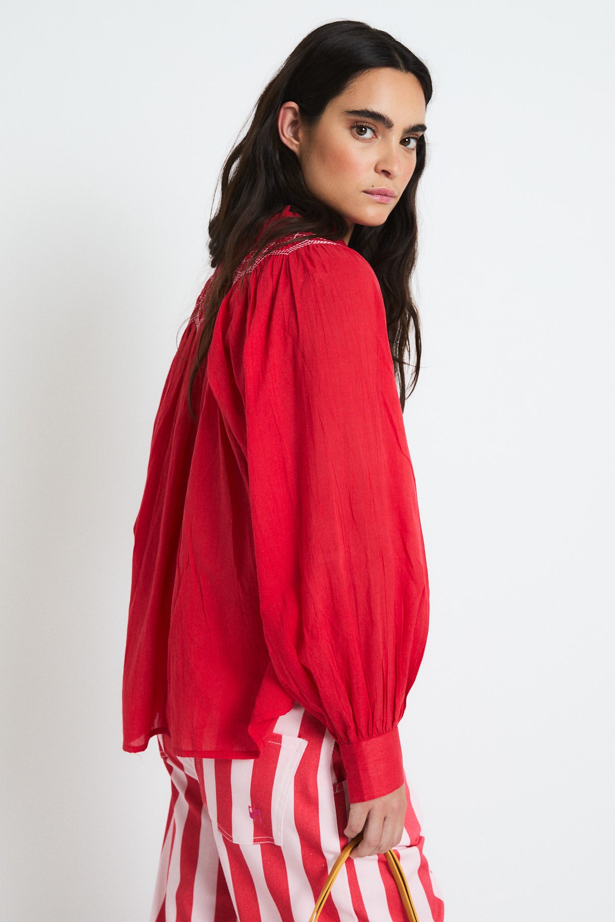 BLUSA TULIPAN VOILE ROJO