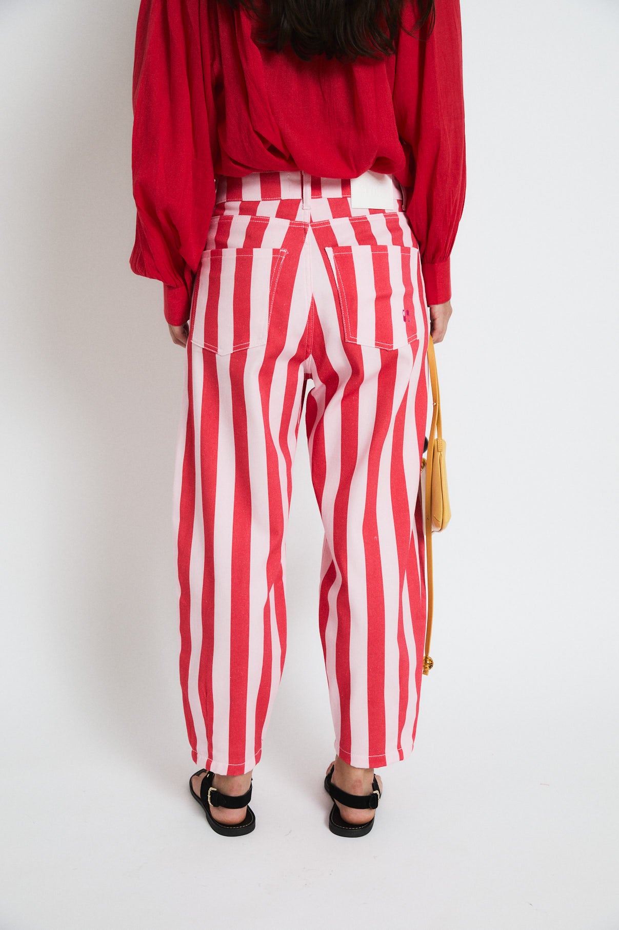 JEANS BOYFRIEND BARRAS ROJO