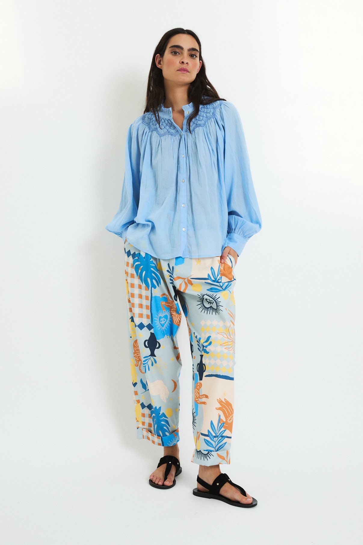 BLUSA TULIPAN VOILE AZUL