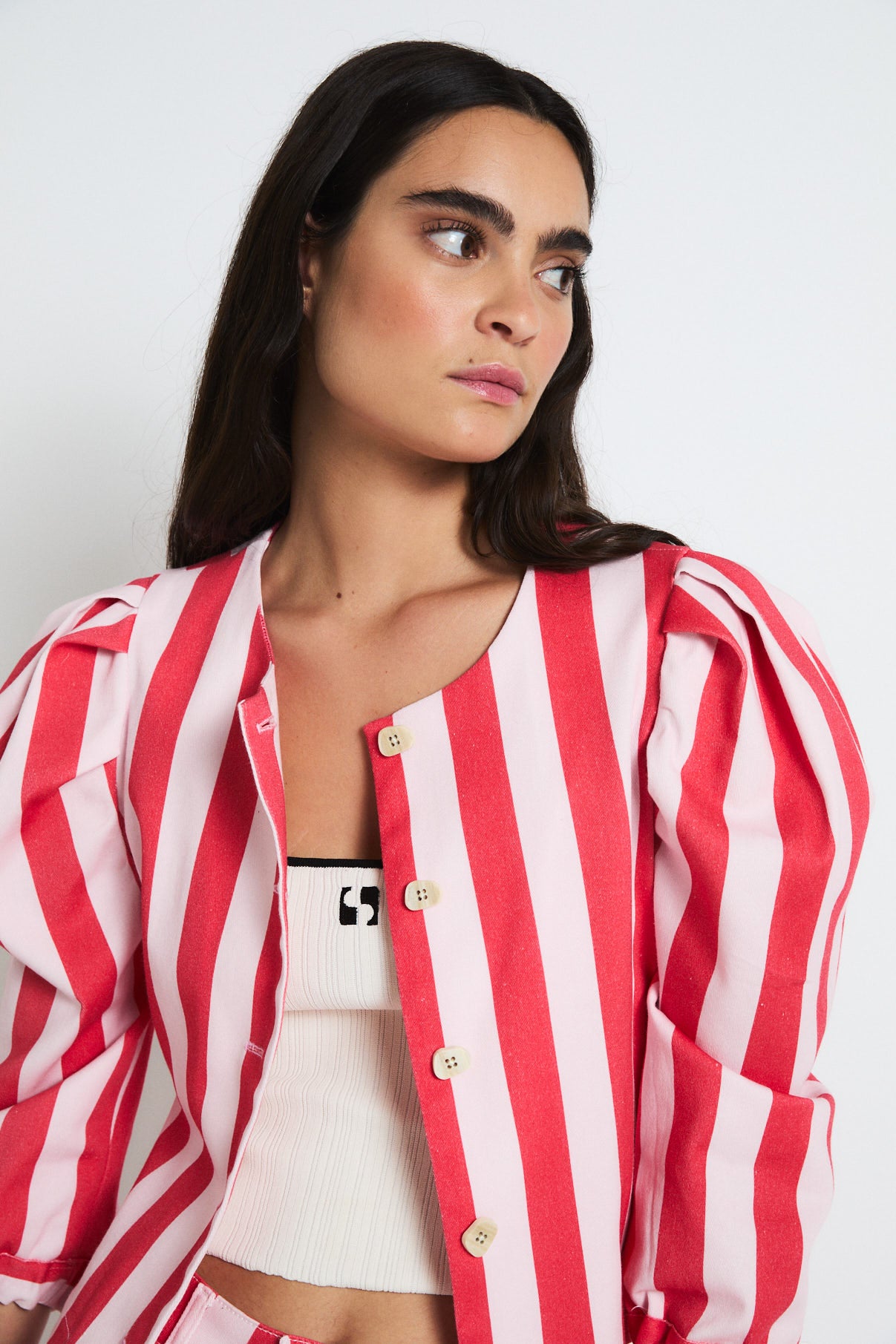 CHAQUETA FAROL BARRAS ROJO