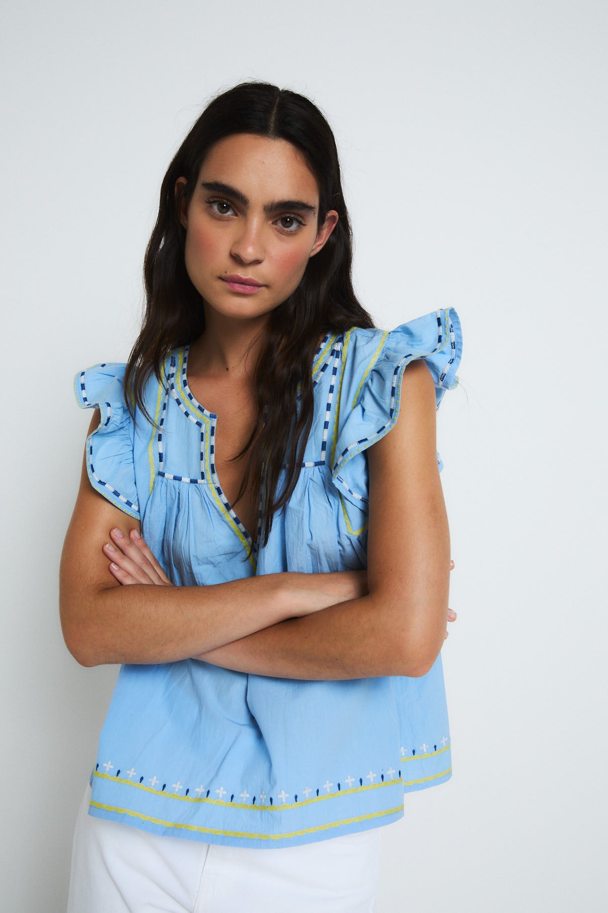 BLUSA AURA EMBROIDERY AZUL