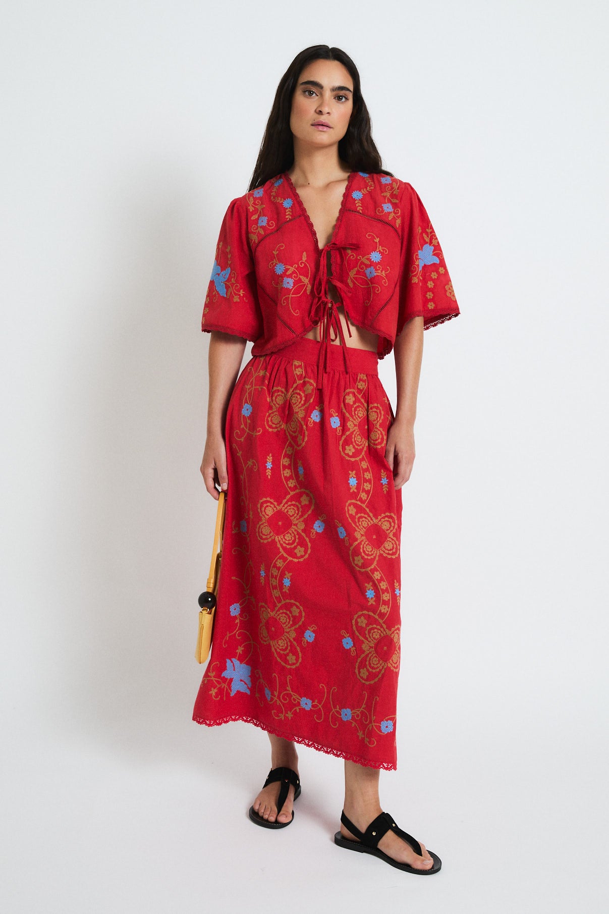 FALDA AMAPOLA EMBROIDERY ROJO