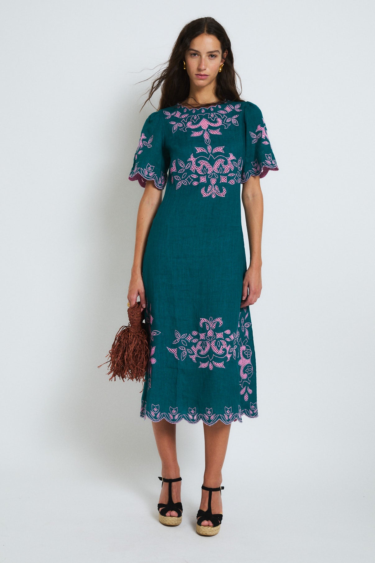VESTIDO PEONIA EMBROIDERY COBALTO