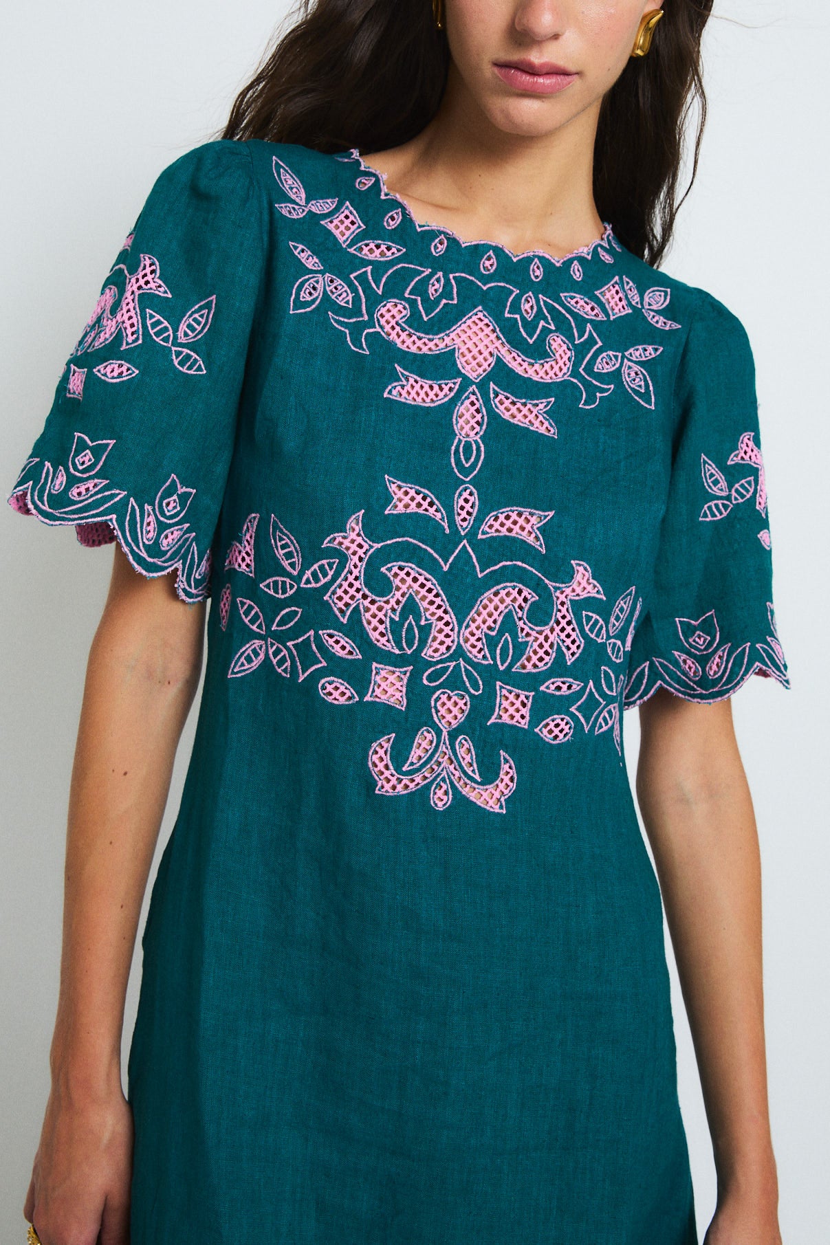 VESTIDO PEONIA EMBROIDERY COBALTO