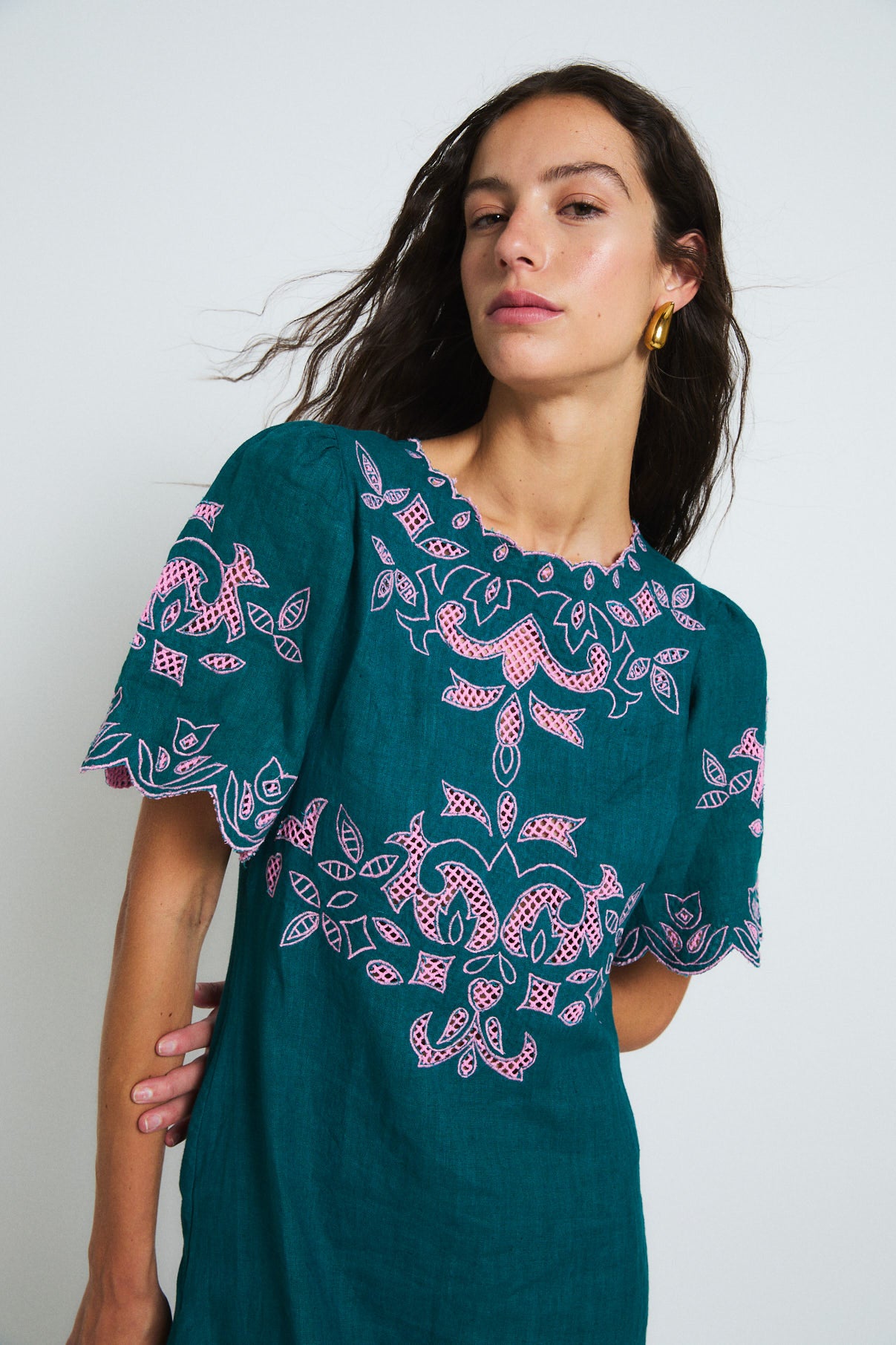 VESTIDO PEONIA EMBROIDERY COBALTO