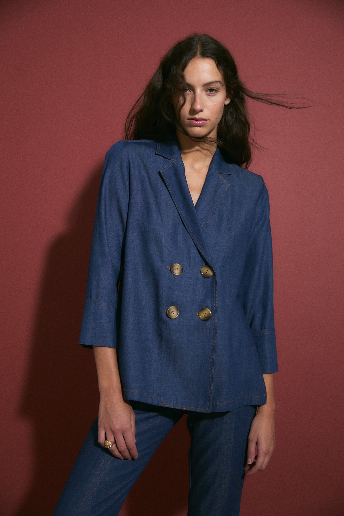 VESTE ICON TENCEL BLEU