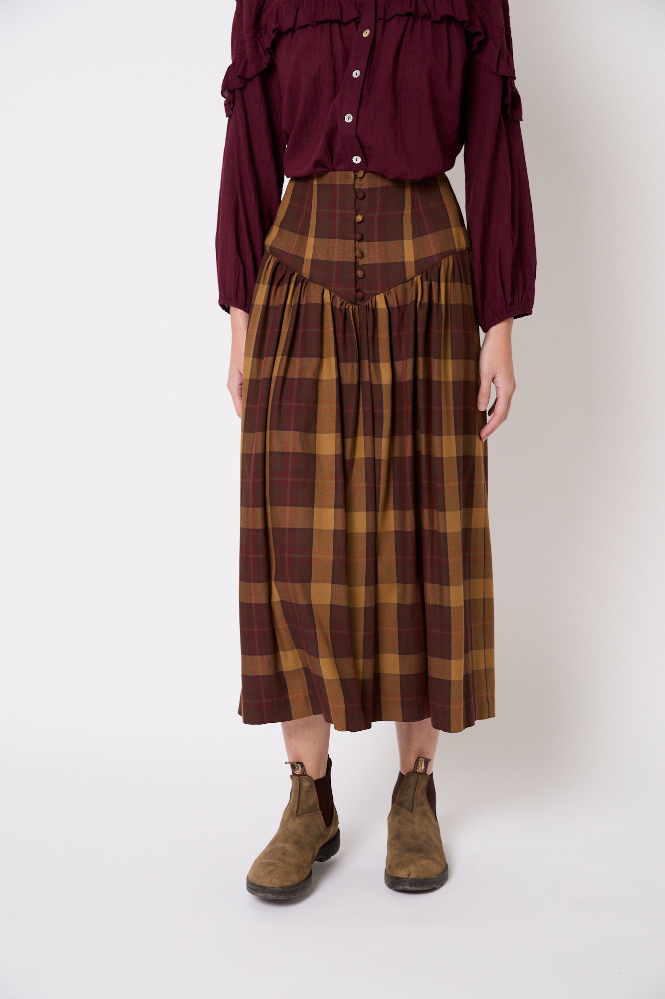 FEDE MADRAS BROWN SKIRT