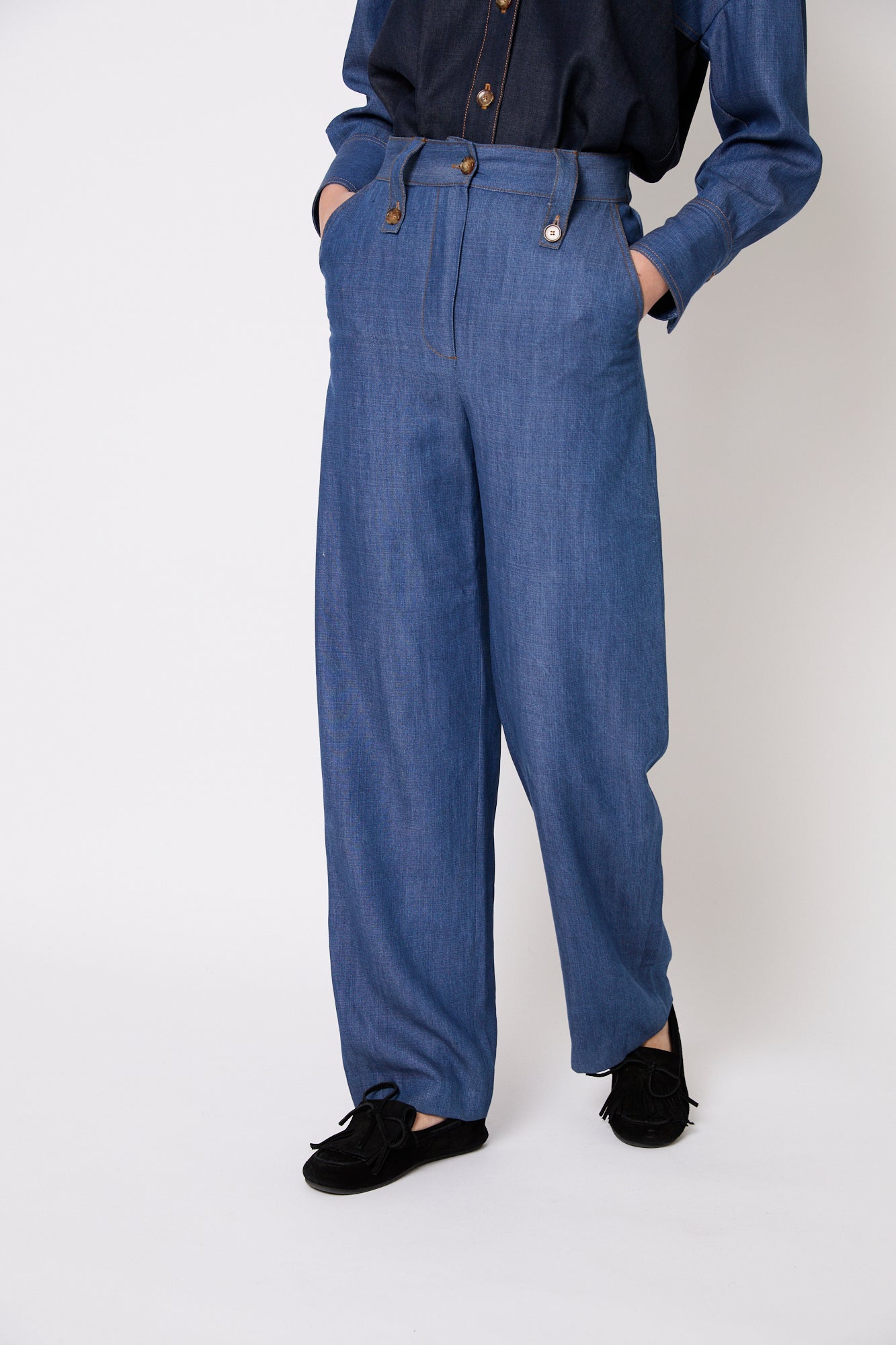 PANTALON CUCA TENCEL AZUL