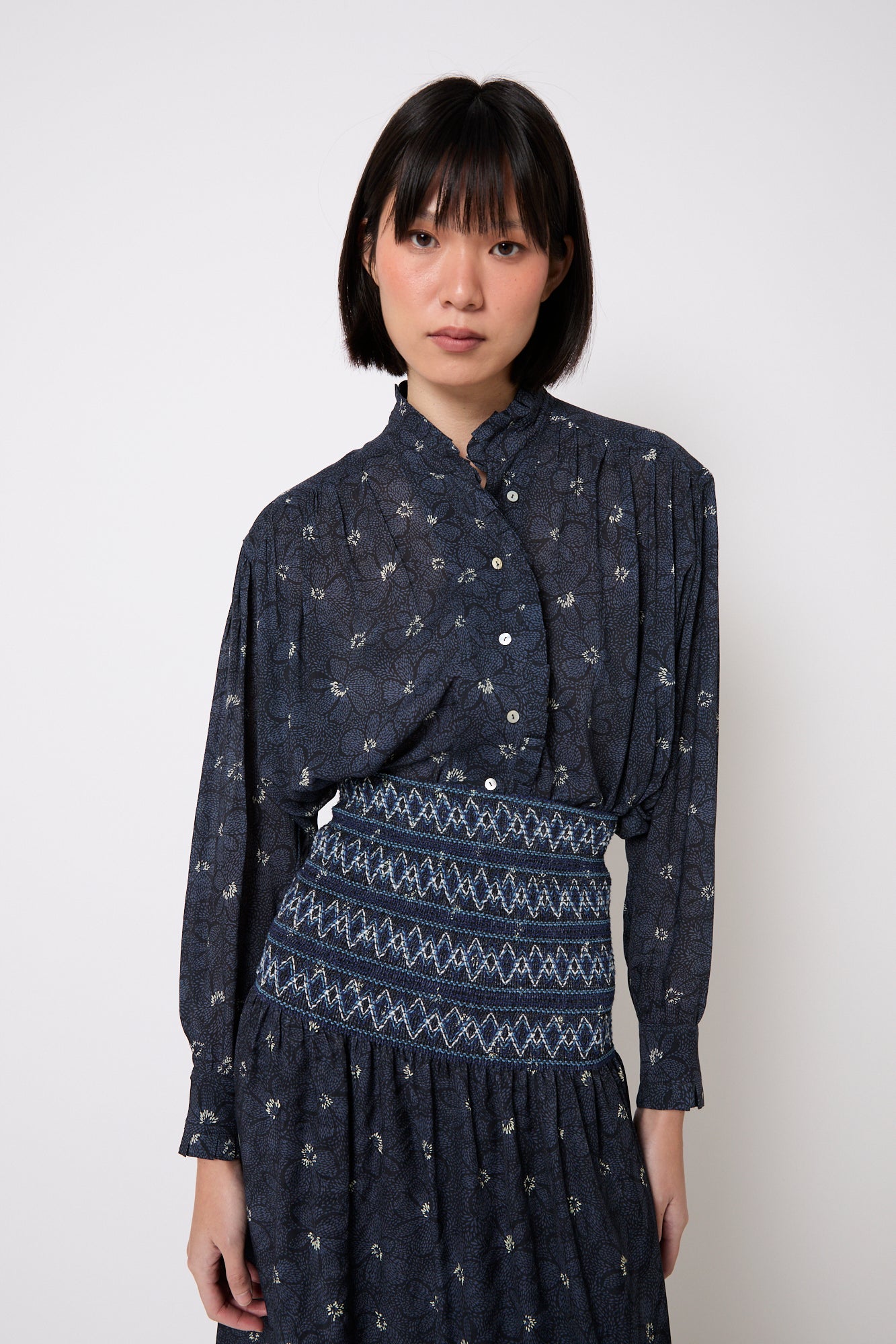 BLUSA CATALINA FLOR AZUL