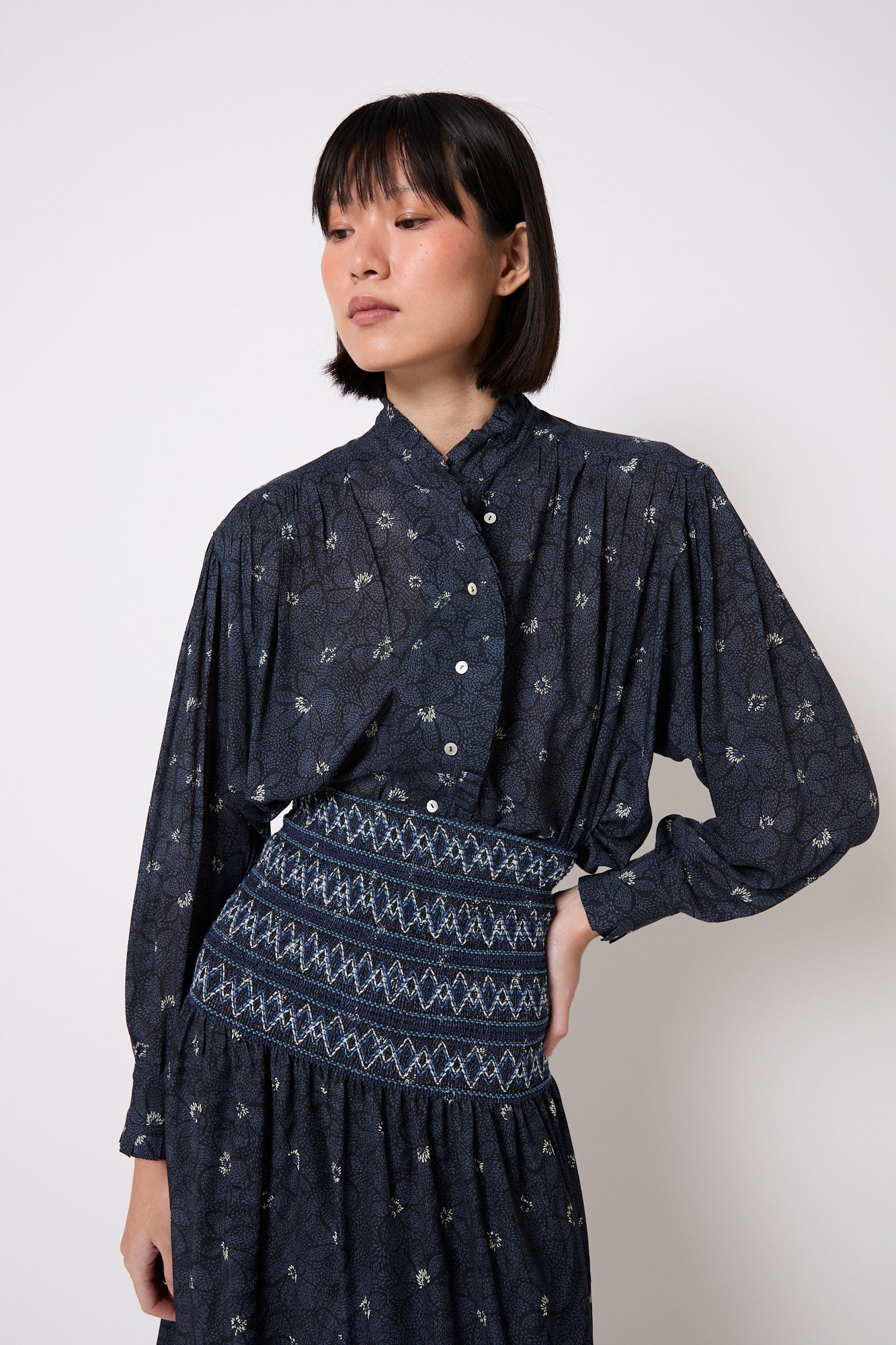 BLUSA CATALINA FLOR AZUL