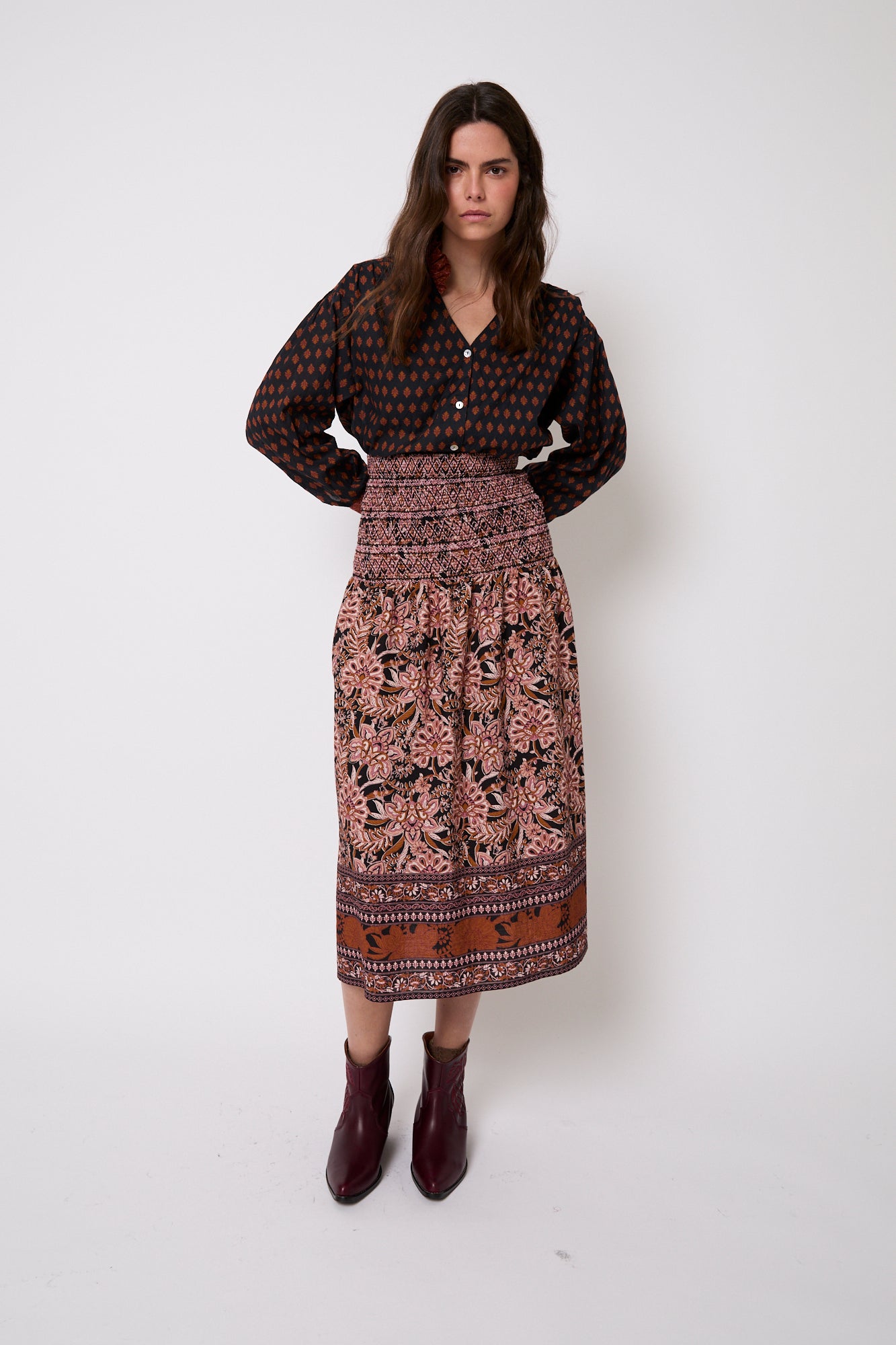 FALDA NIDO GRECA CAMEL