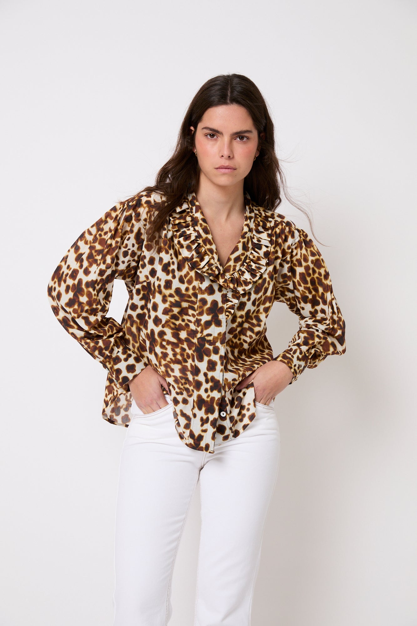 MARIBEL BROWN SPOT BLOUSE
