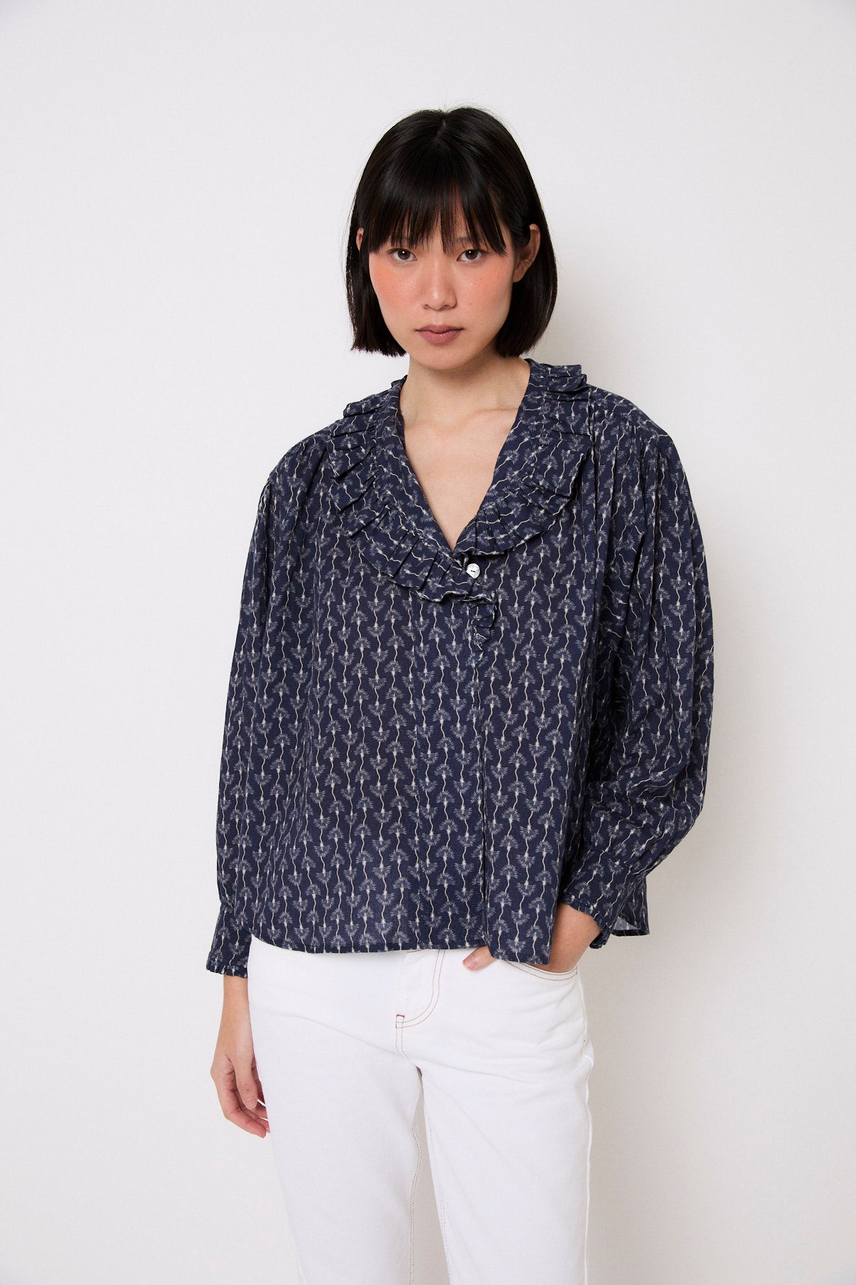 MARIBEL FLORINDA NAVY BLOUSE